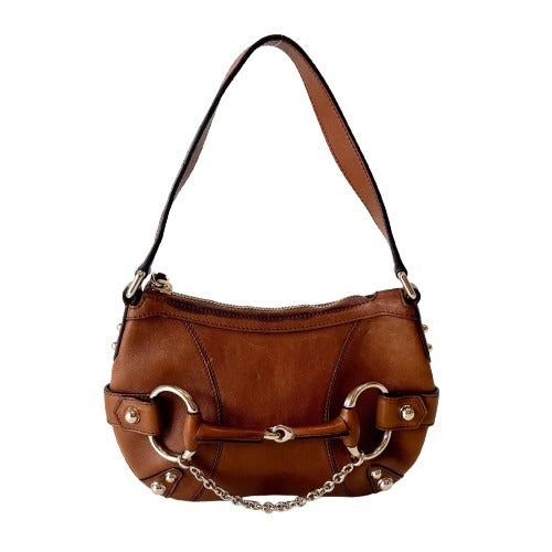Horsebit Brown Leather Shoulder Bag