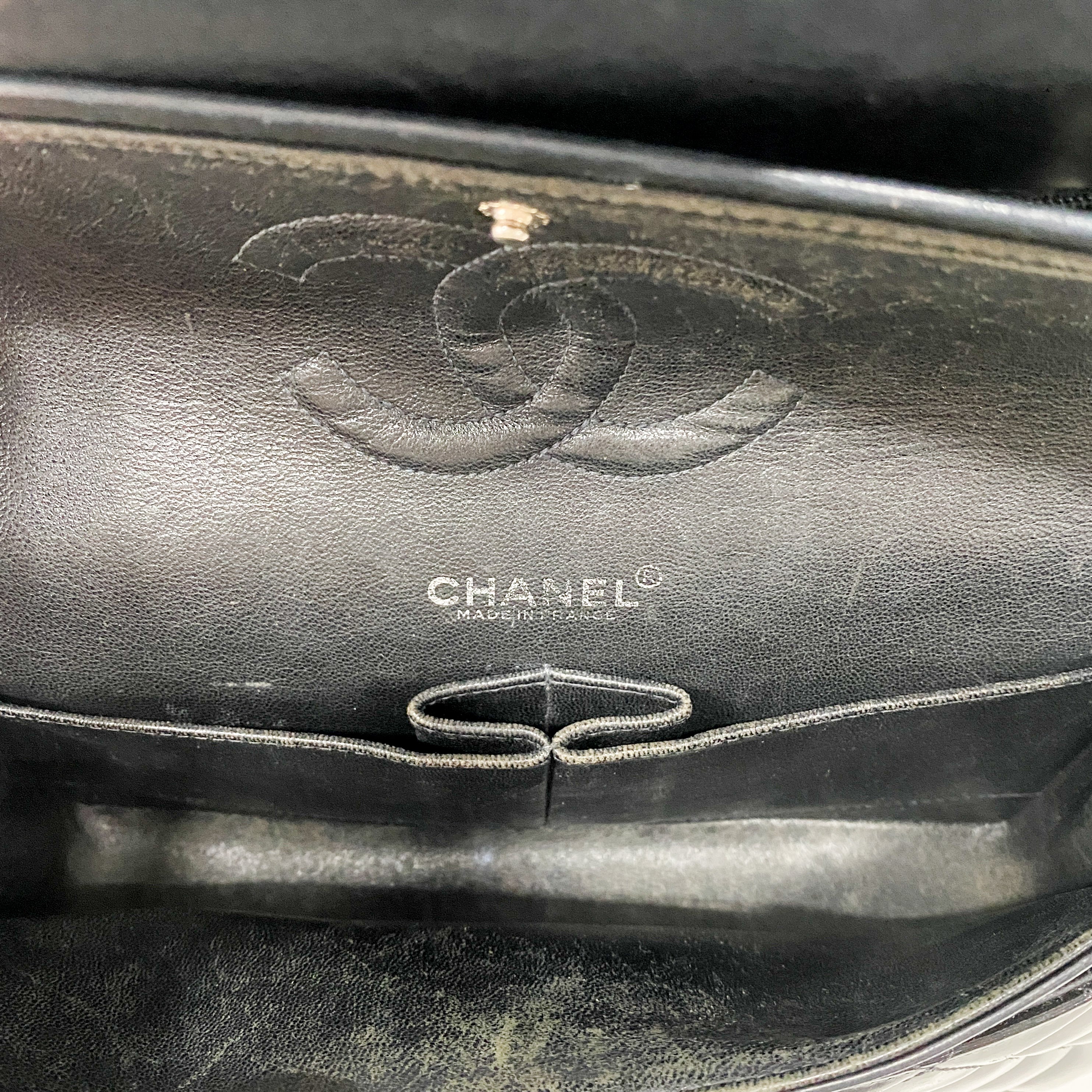 Timeless Classic Double Flap 25 Black Patent Leather Chain Shoulder Bag