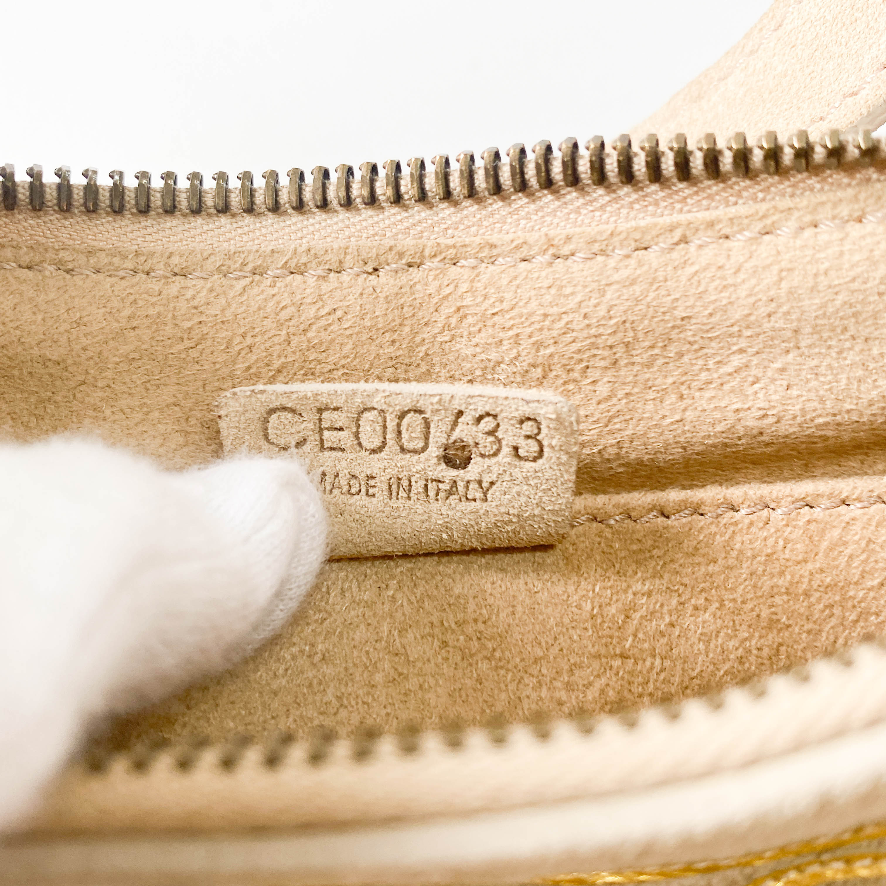 Beige Suede Embroidered Shoulder Bag