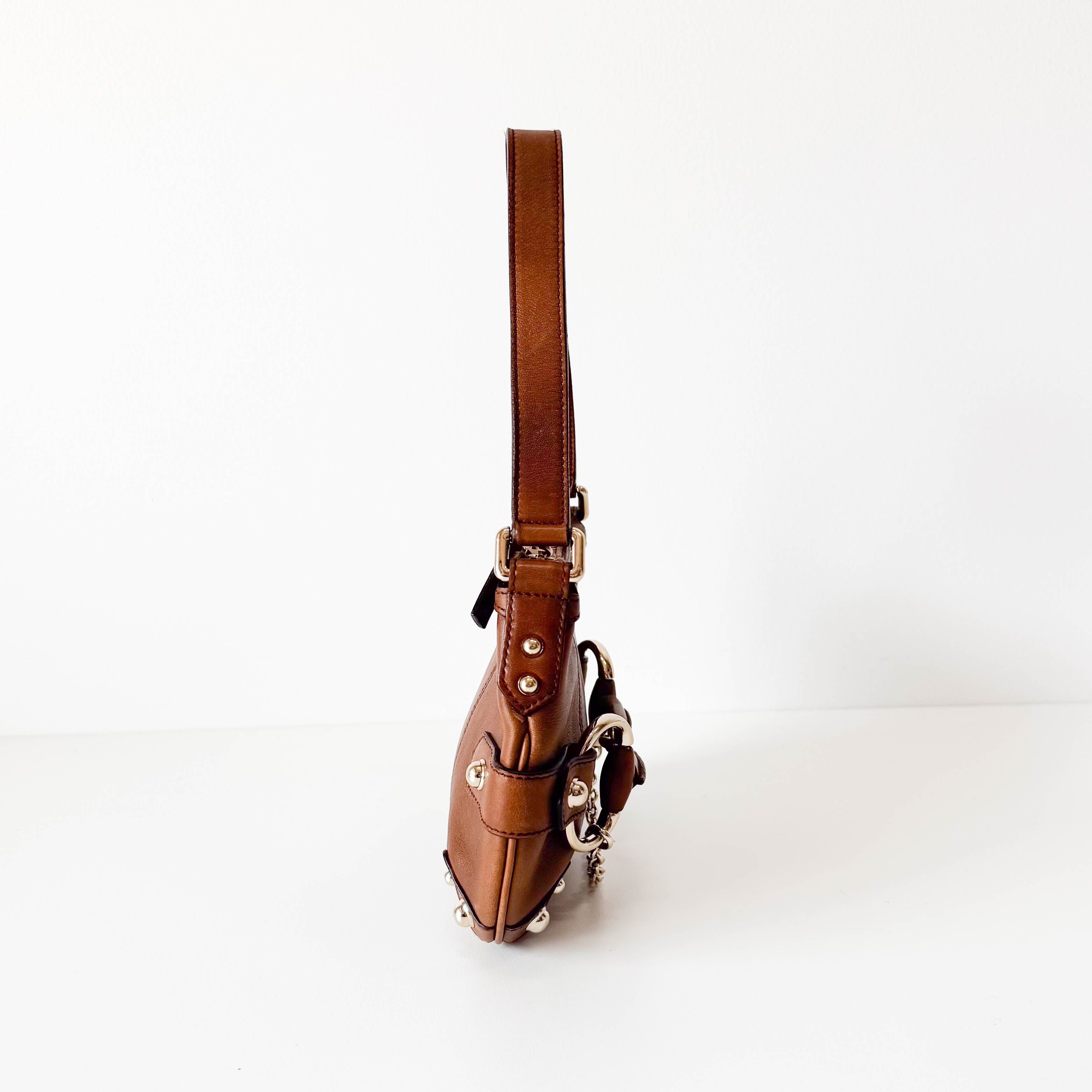 Horsebit Brown Leather Shoulder Bag