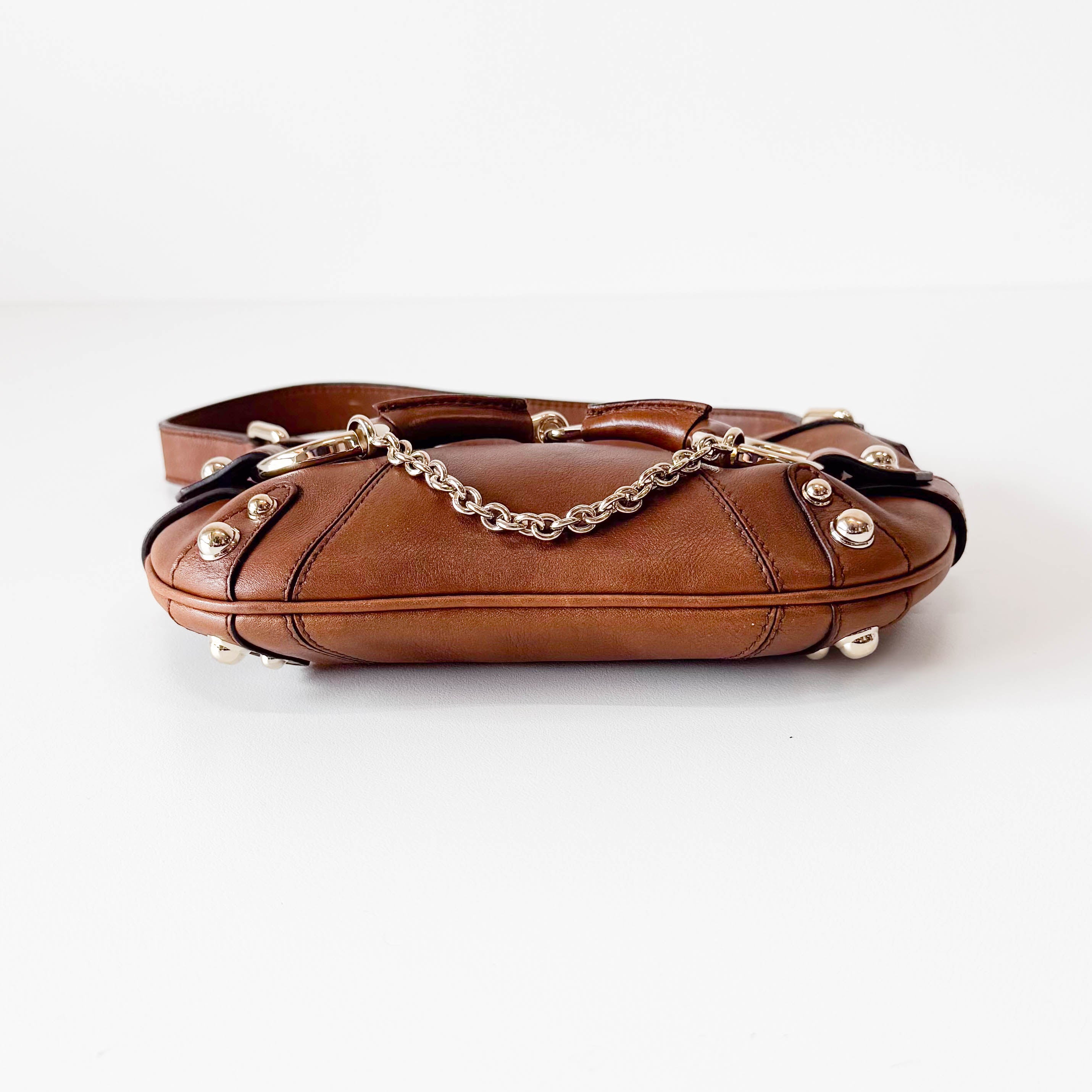 Horsebit Brown Leather Shoulder Bag