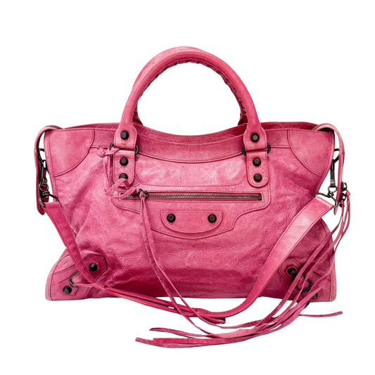 The City Pink Calfskin Leather Two Way Bag