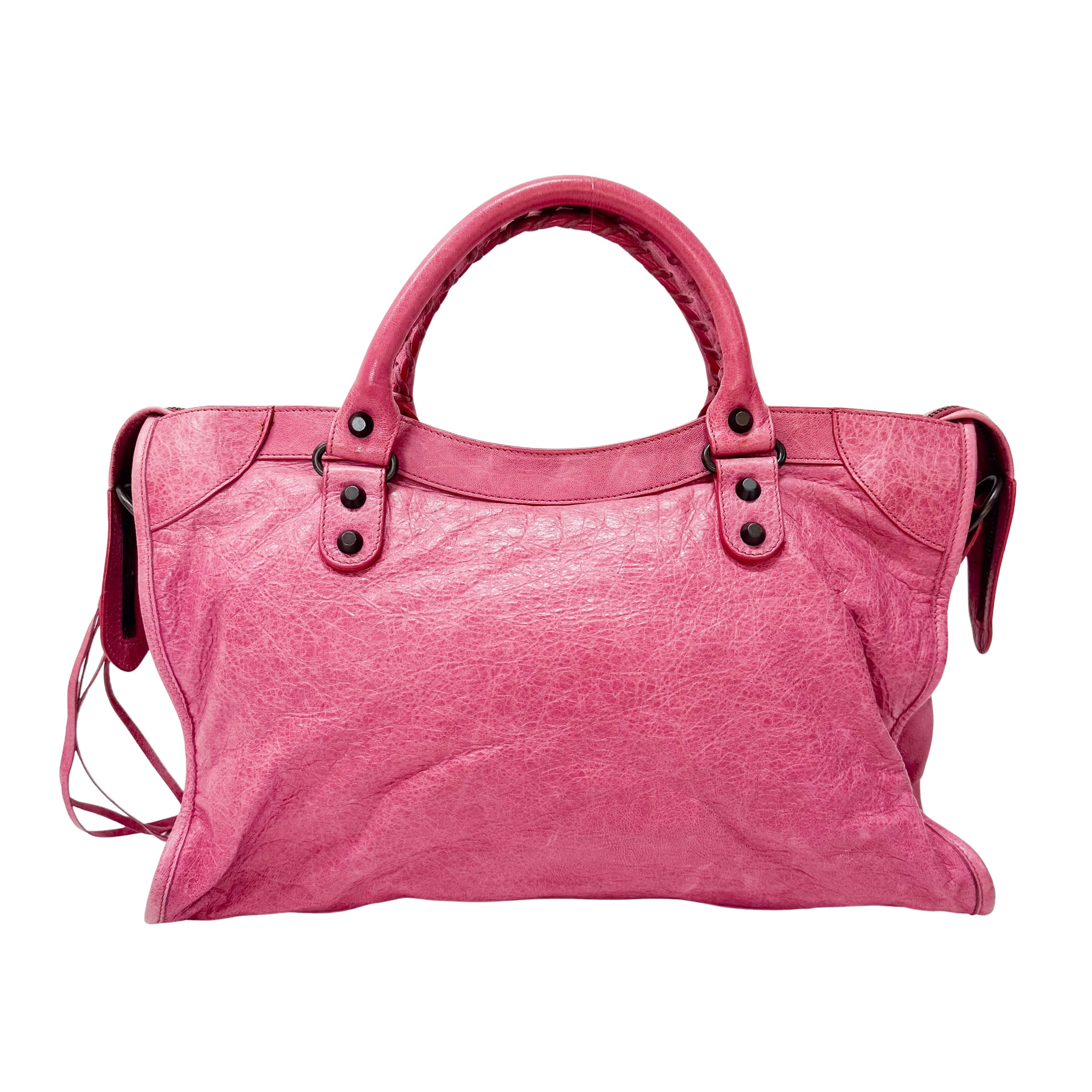 The City Pink Calfskin Leather Two Way Bag