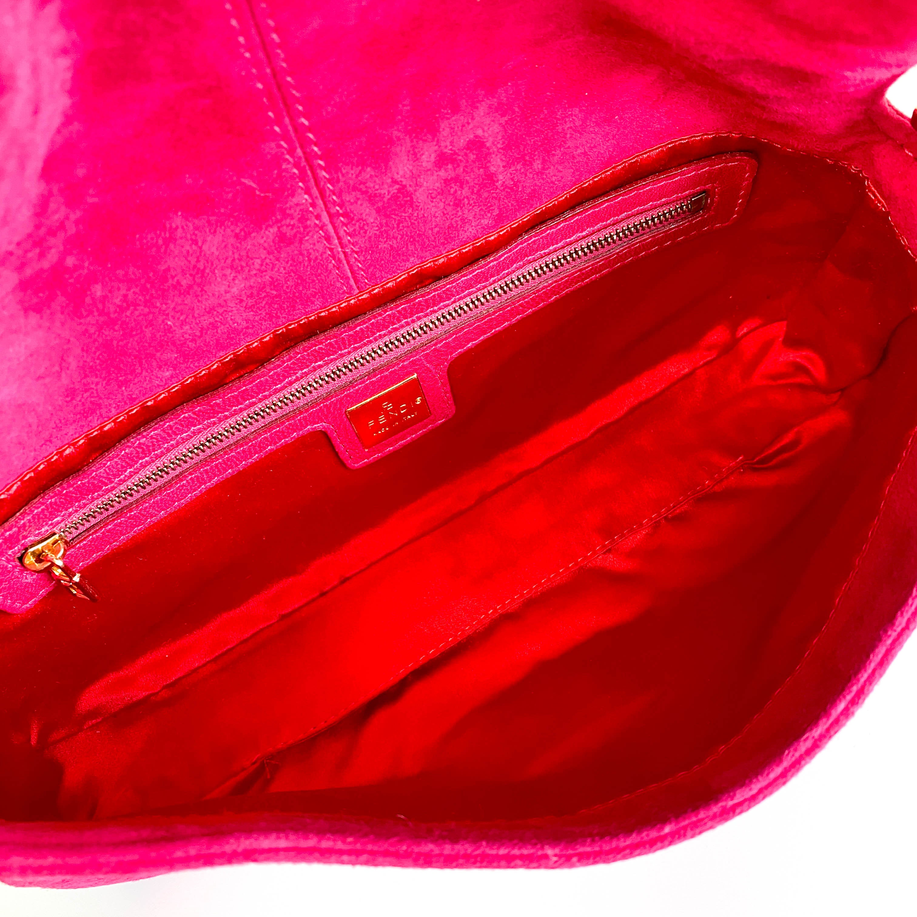Baguette Pink Suede Shoulder Bag