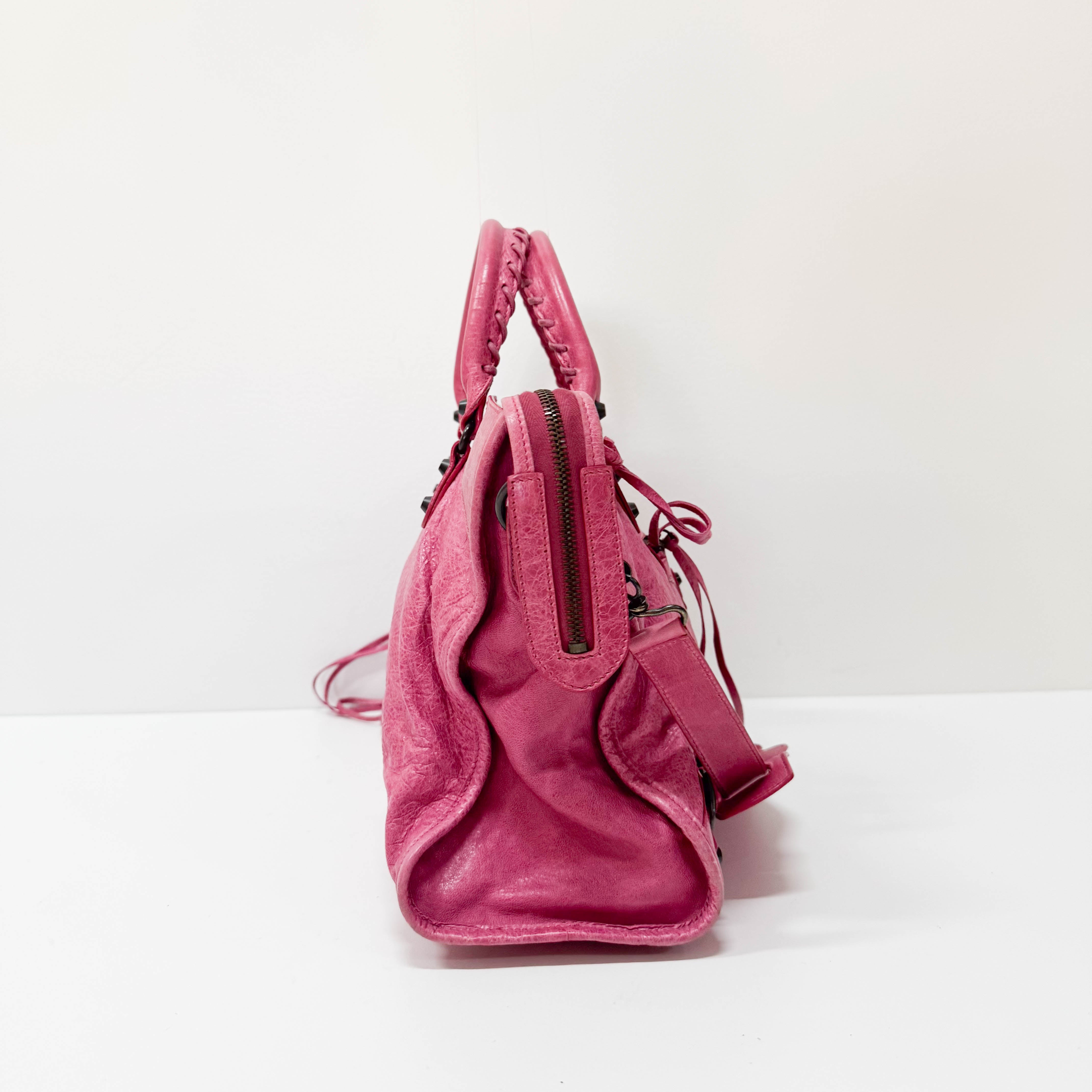 The City Pink Calfskin Leather Two Way Bag