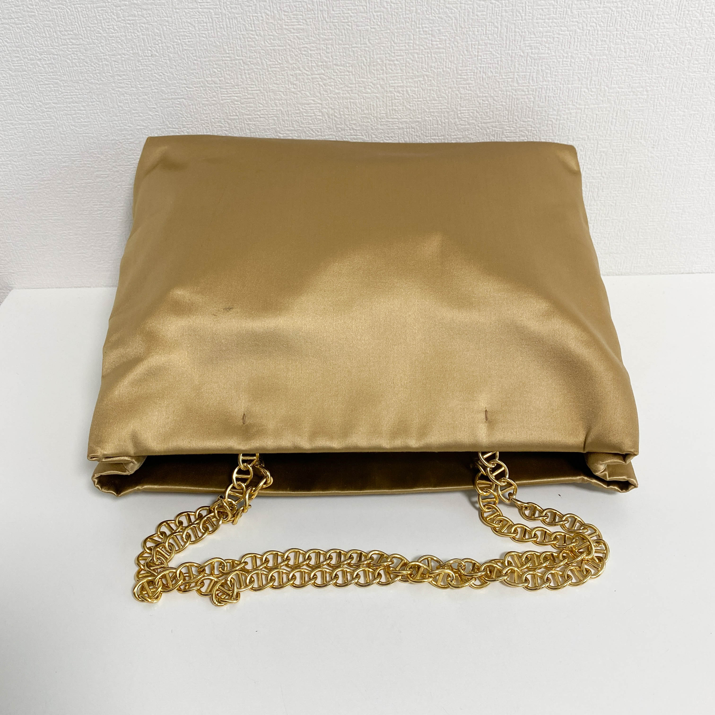 Gold Satin Chain Shoulder Tote