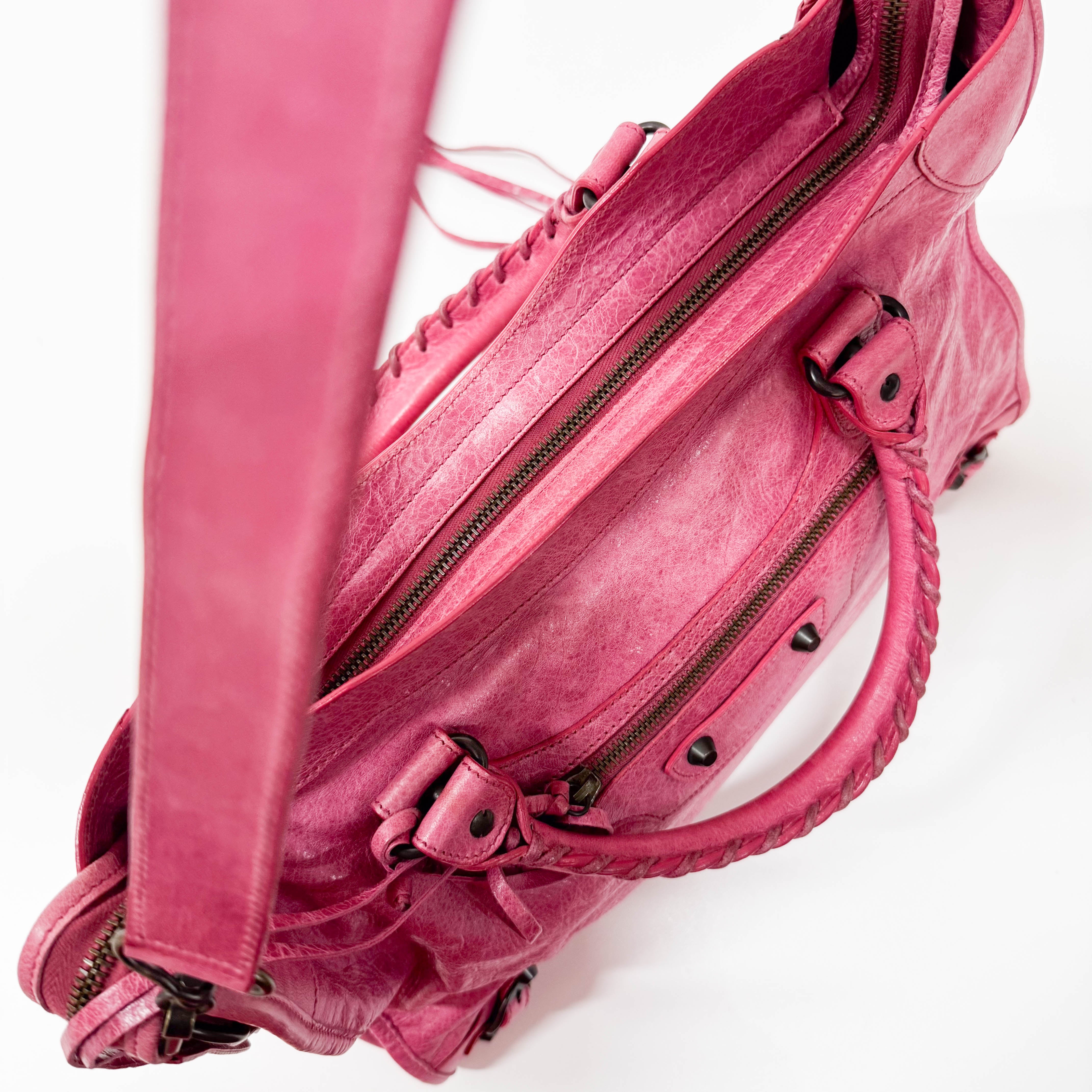 The City Pink Calfskin Leather Two Way Bag
