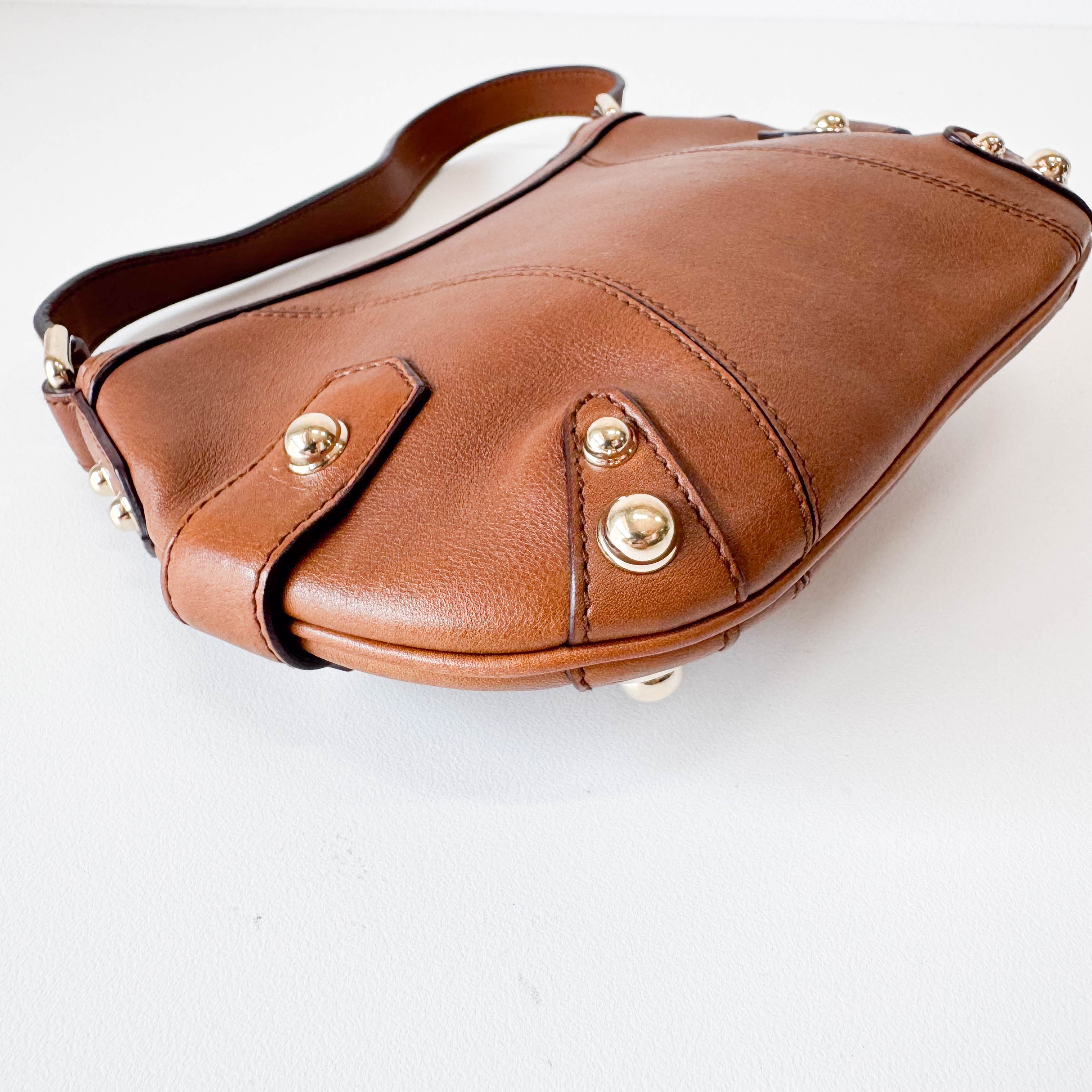 Horsebit Brown Leather Shoulder Bag