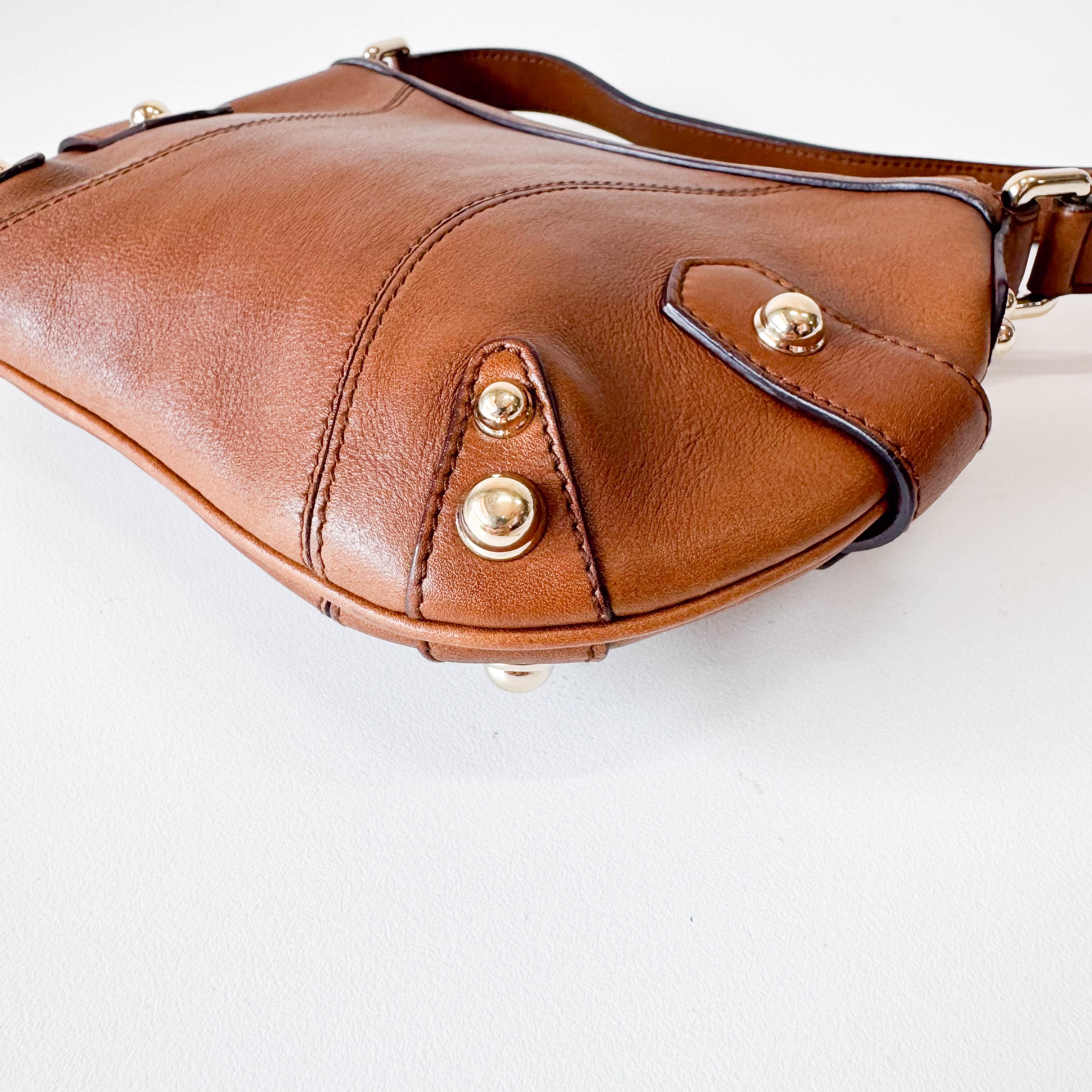 Horsebit Brown Leather Shoulder Bag