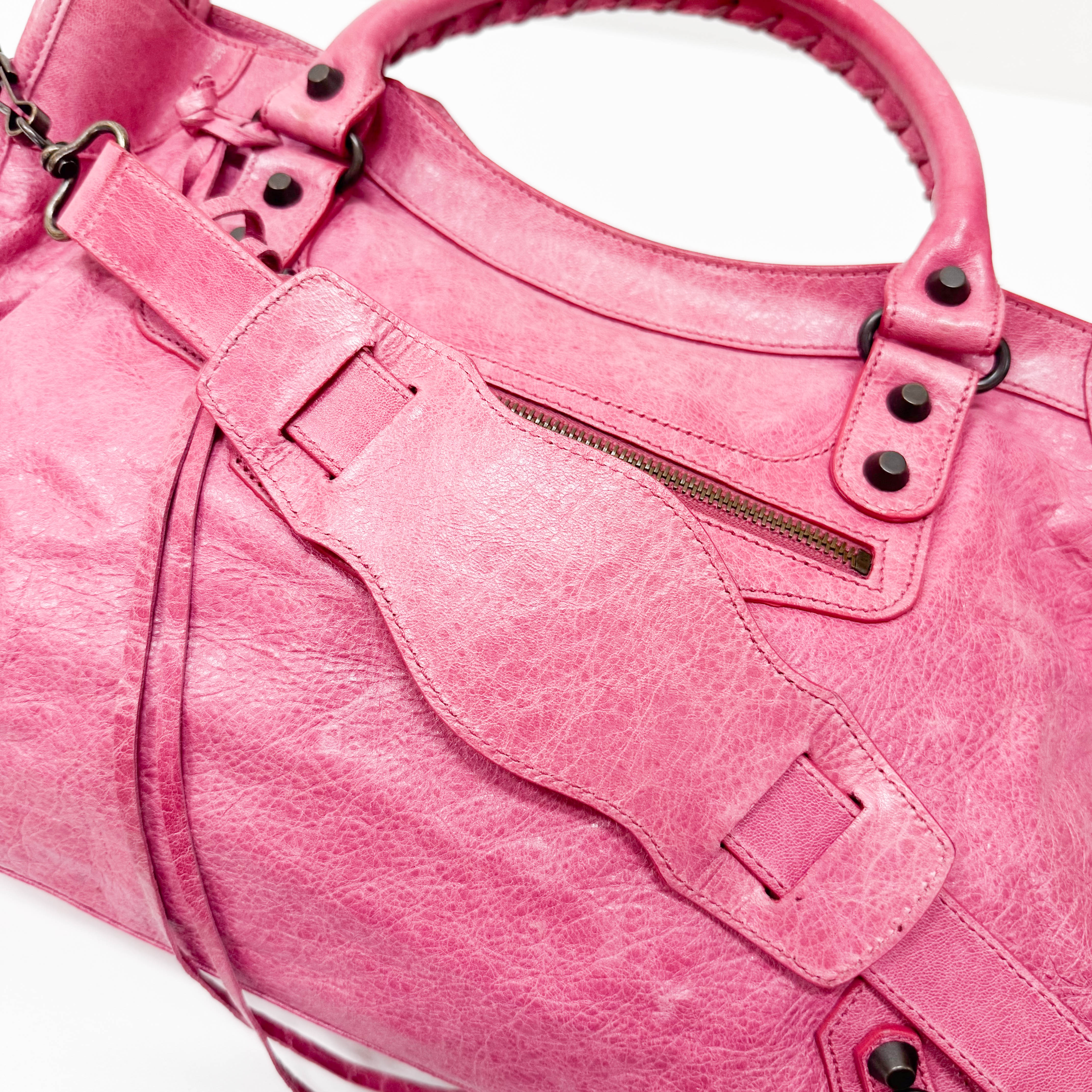 The City Pink Calfskin Leather Two Way Bag