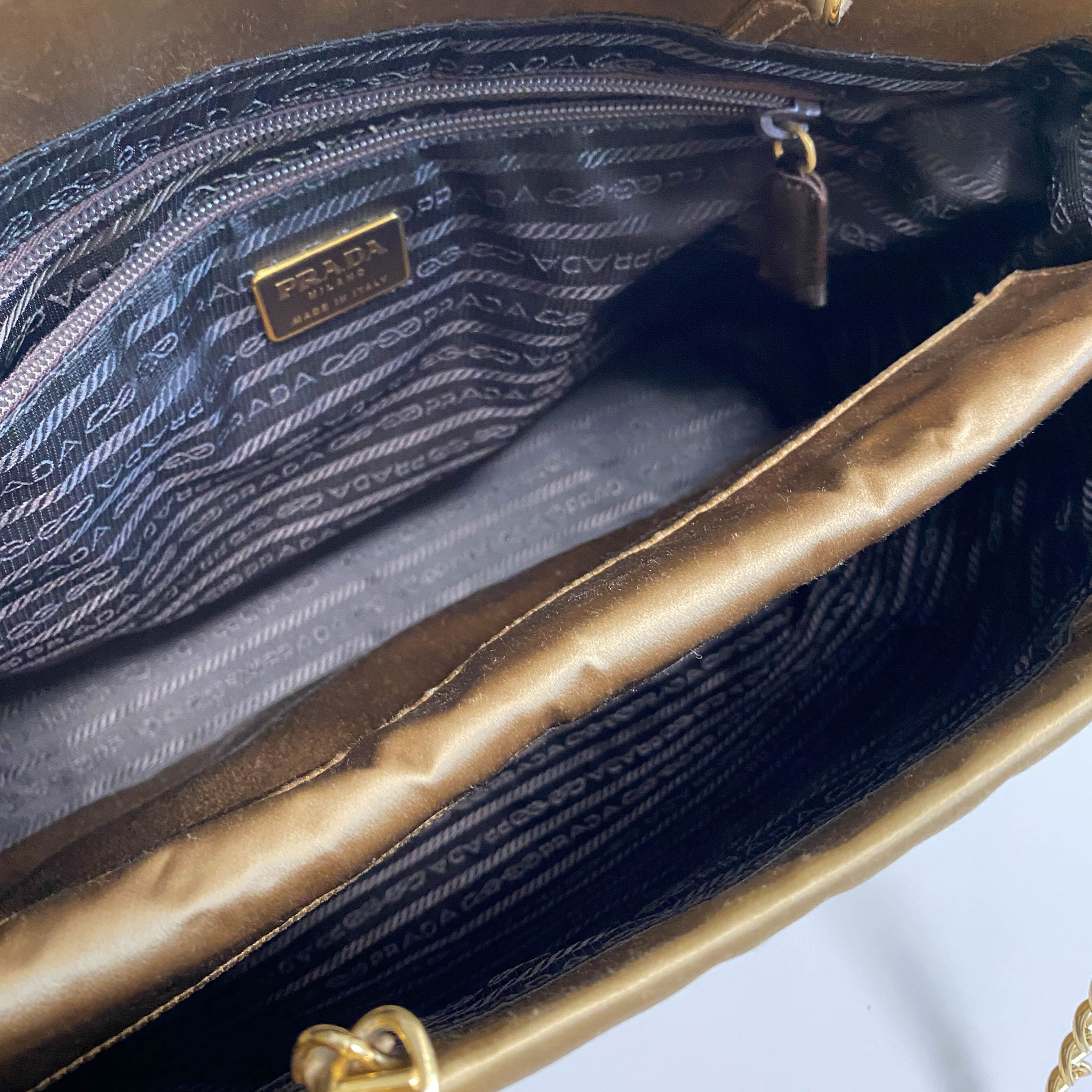 Gold Satin Chain Shoulder Tote