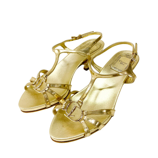 Vintage Gold Heel Sandas SIZE 35