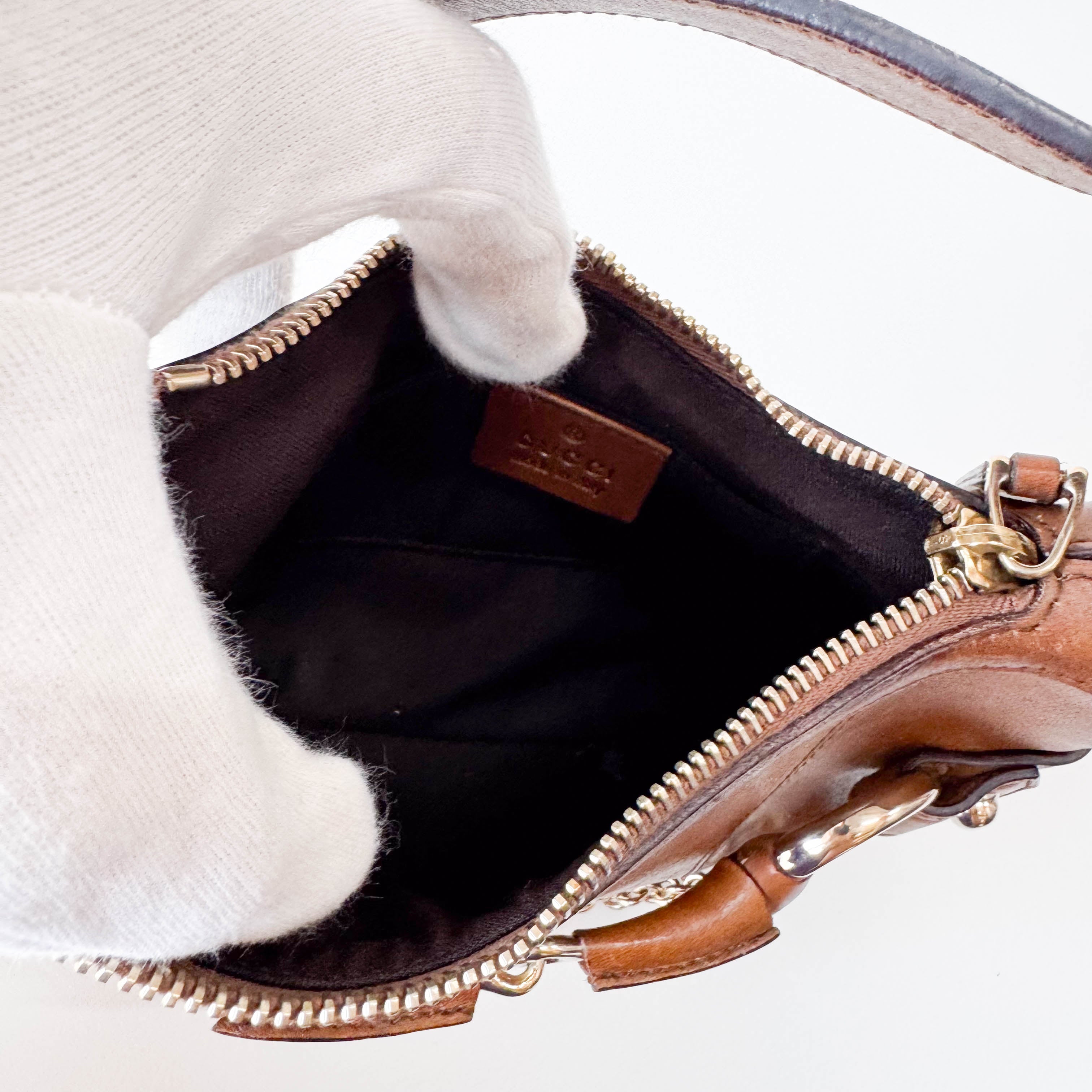 Horsebit Brown Leather Shoulder Bag