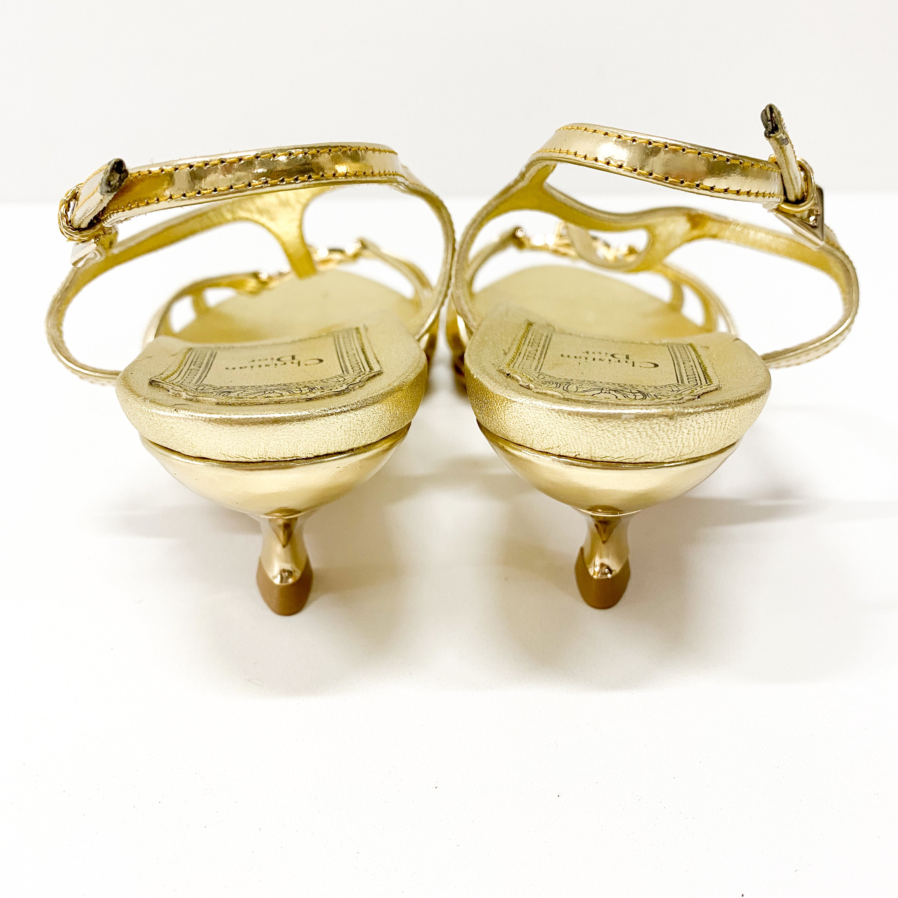 Vintage Gold Heel Sandas SIZE 35