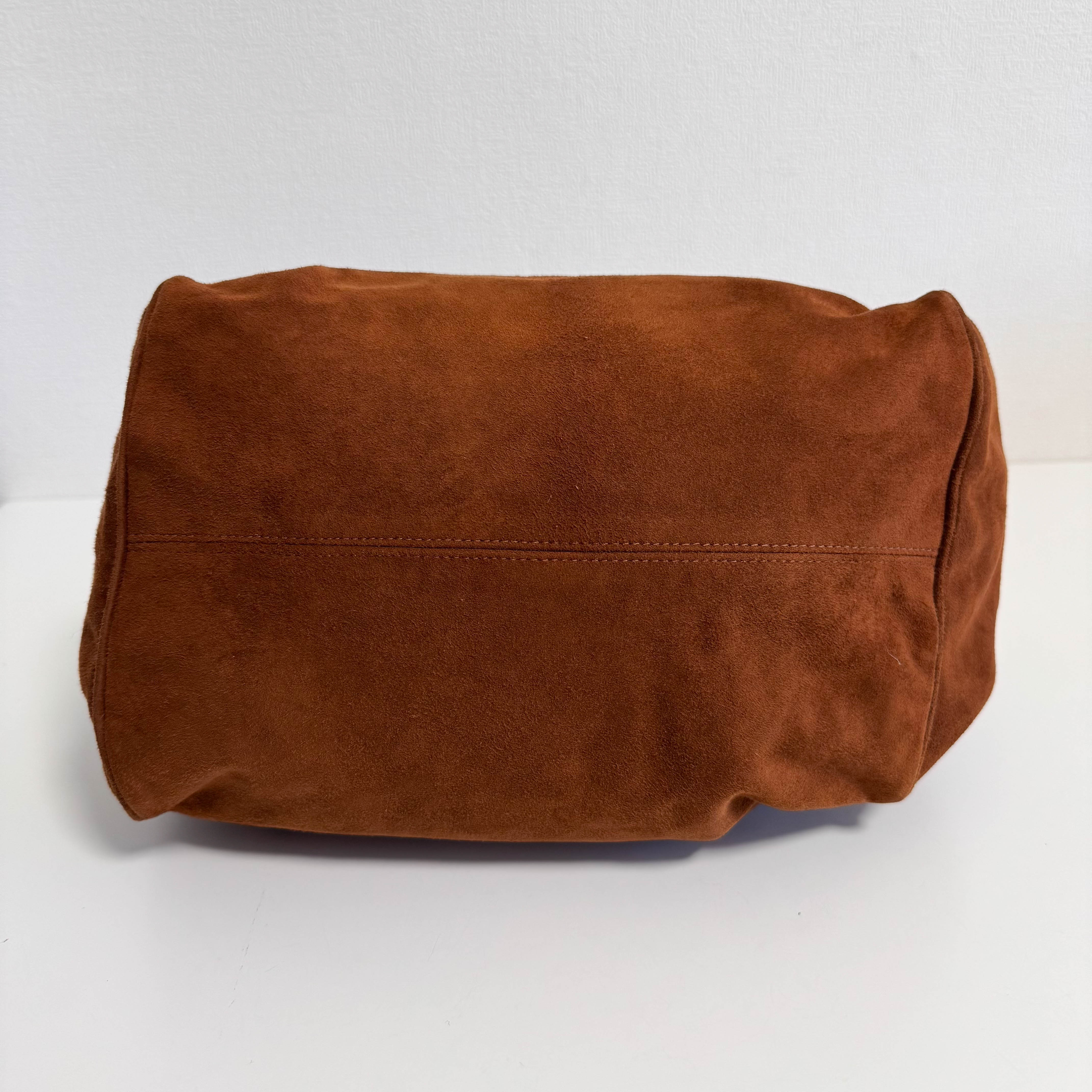 Vintage Brown Suede Top Handle Bag