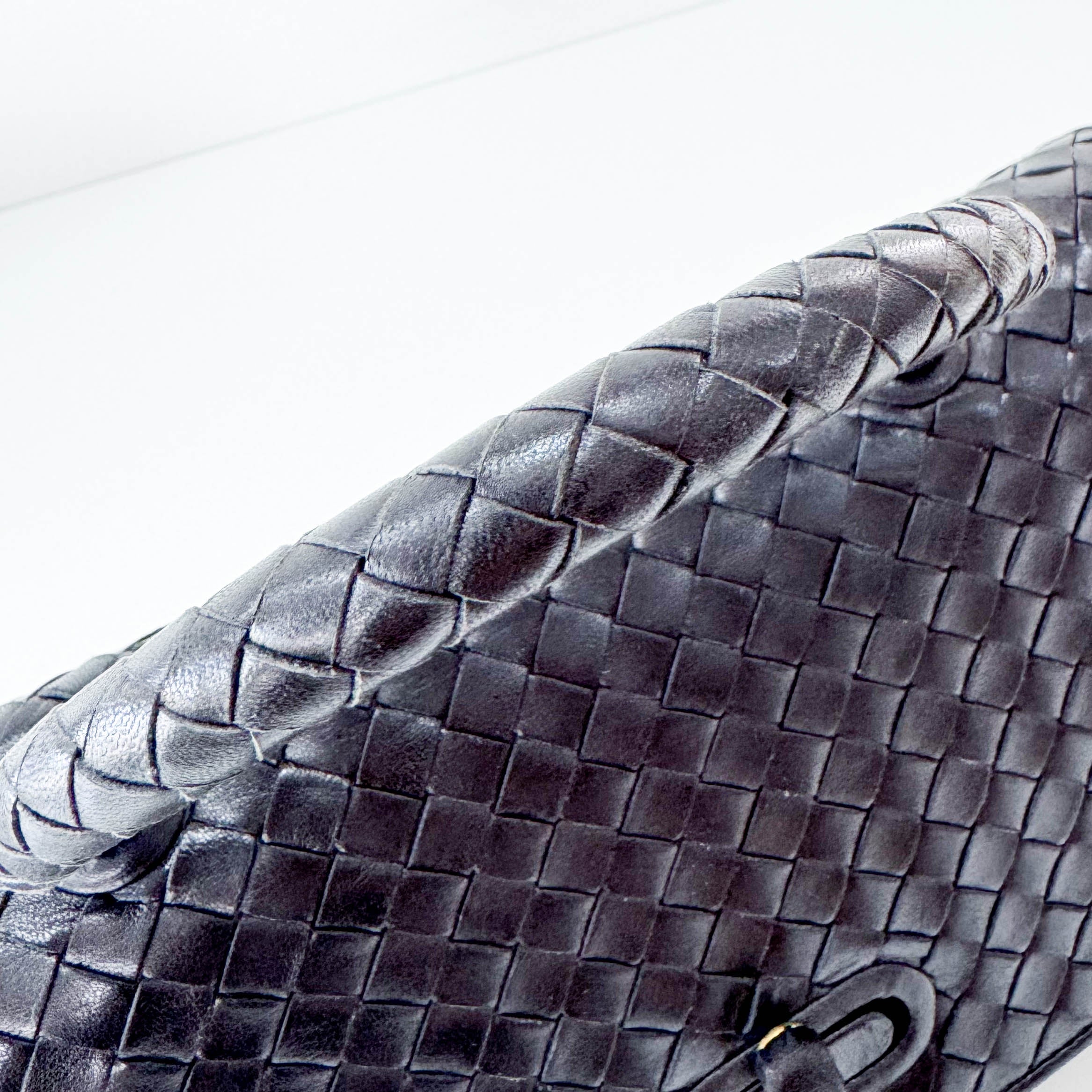 Black Intercciato Leather Handbag