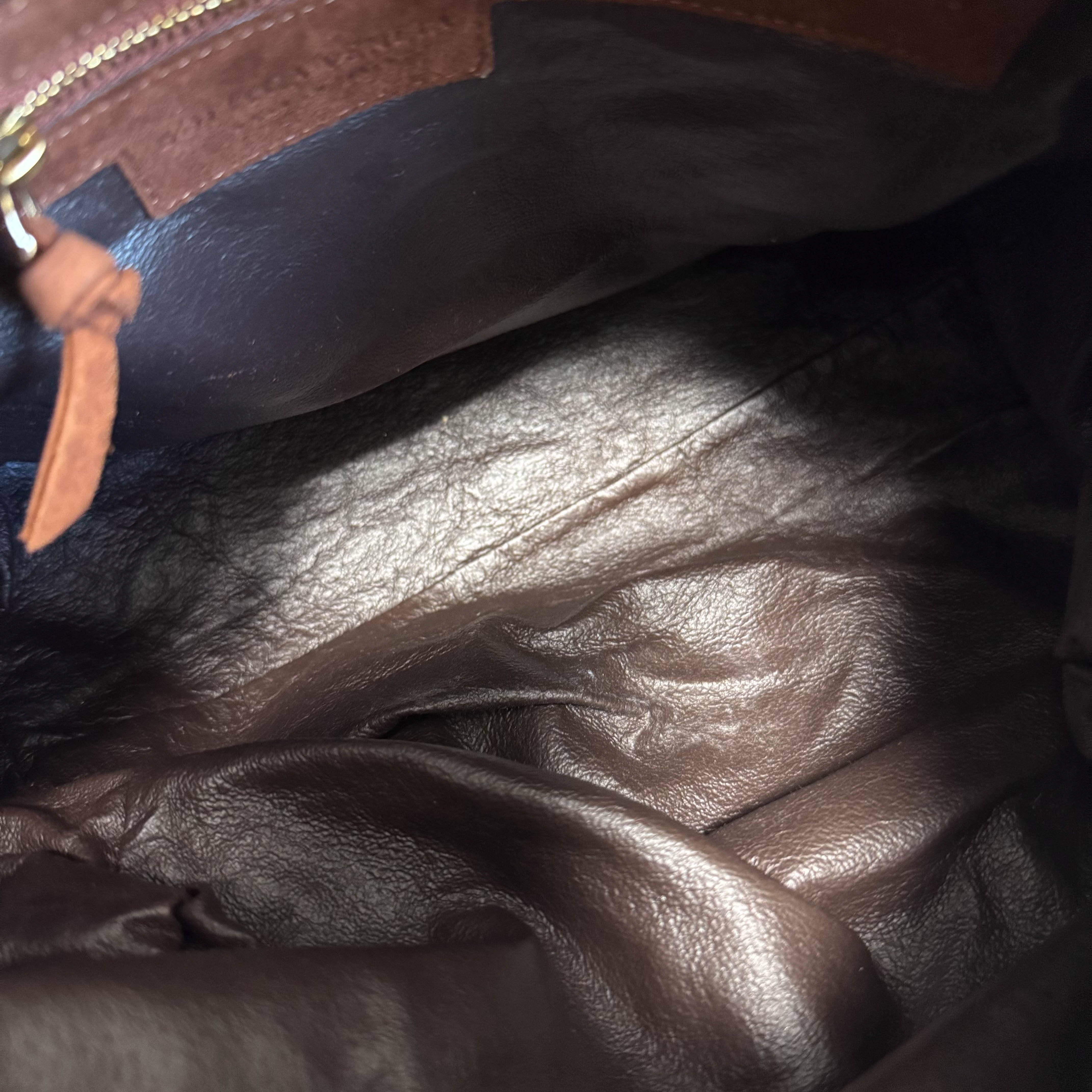 Vintage Brown Suede Top Handle Bag