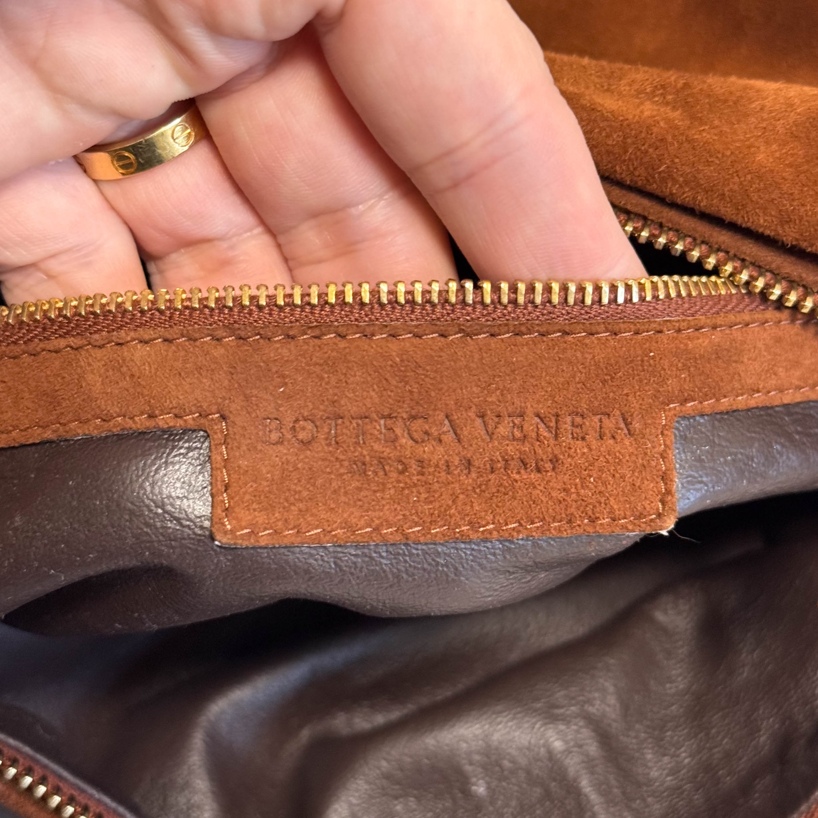 Vintage Brown Suede Top Handle Bag