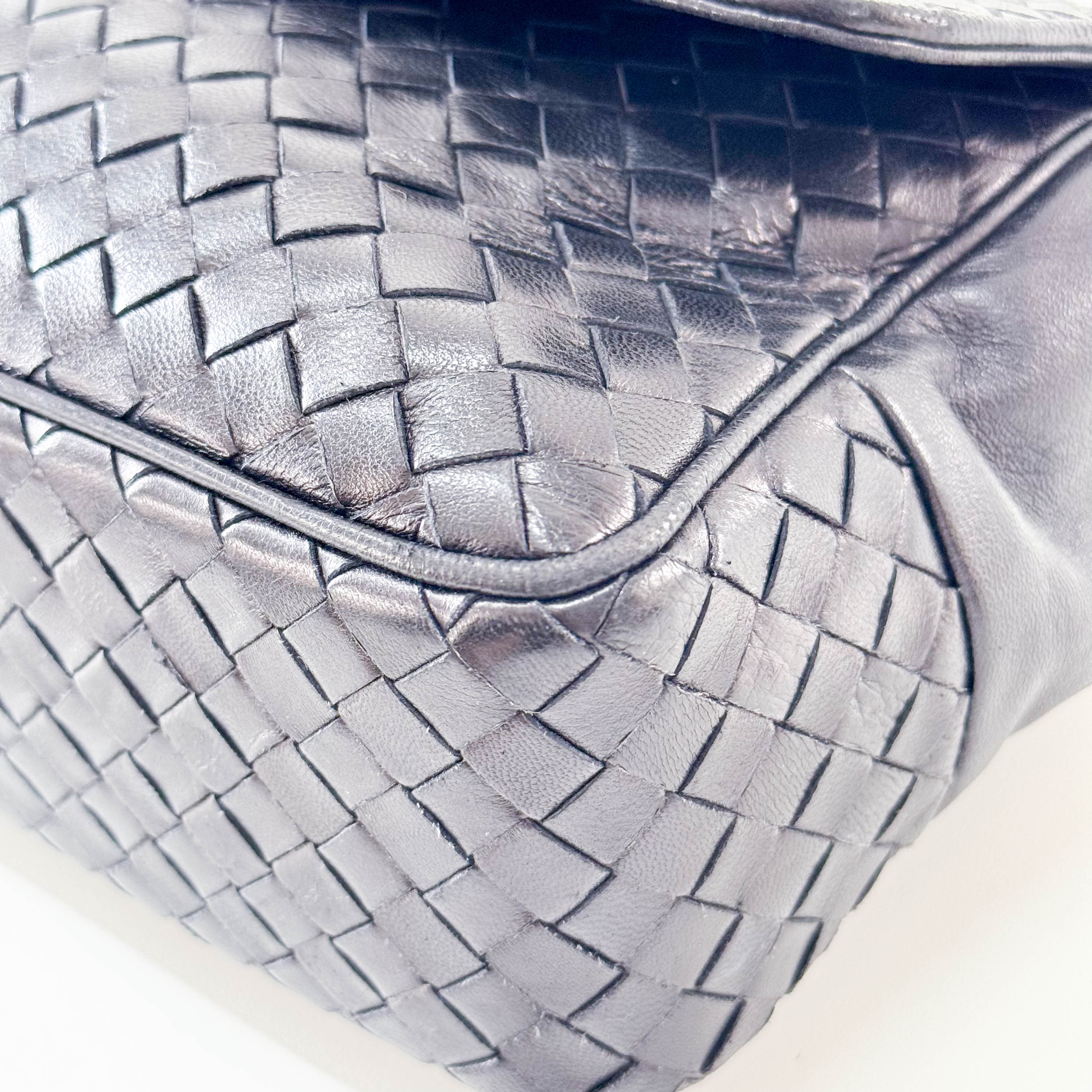 Black Intercciato Leather Handbag