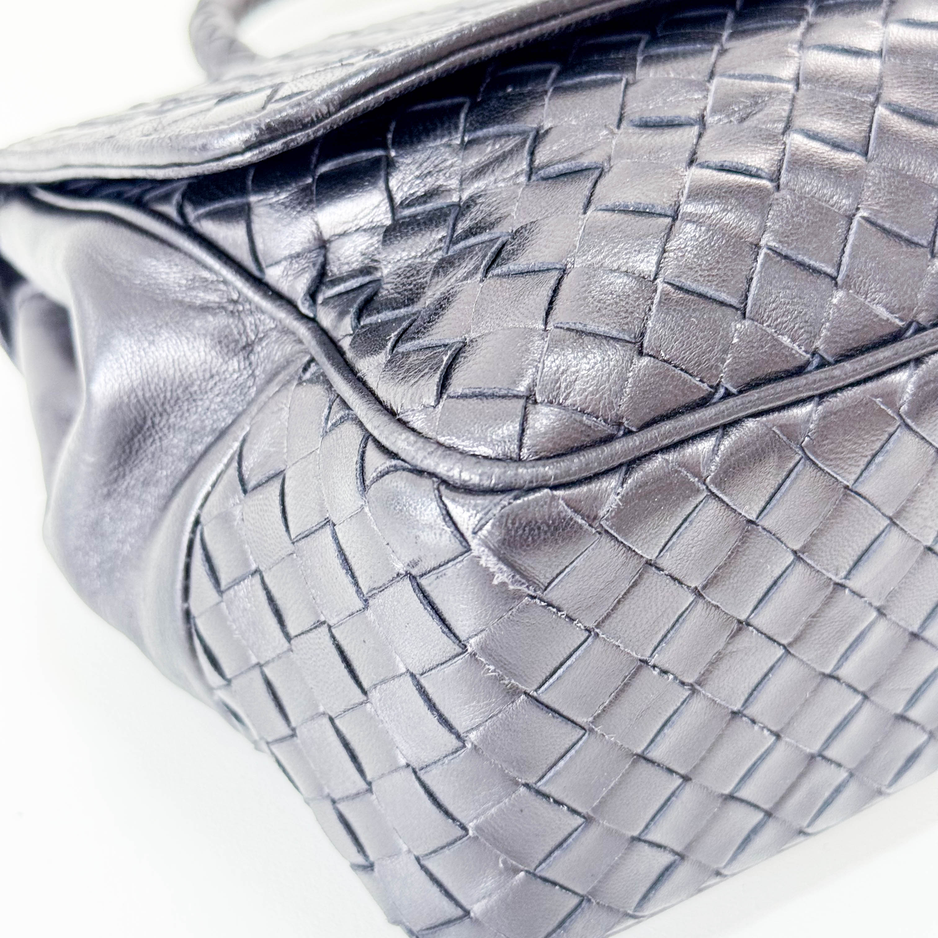 Black Intercciato Leather Handbag