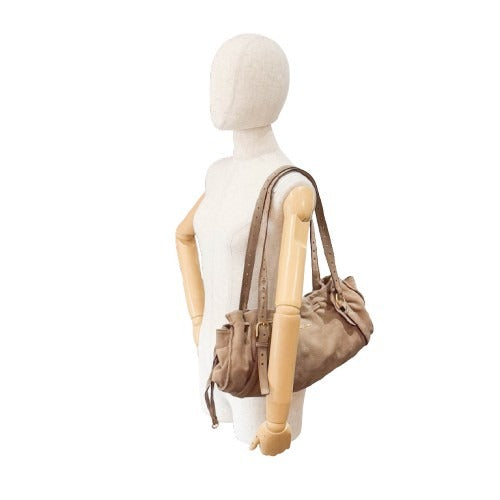 Khaki Suede Shoulder Bag