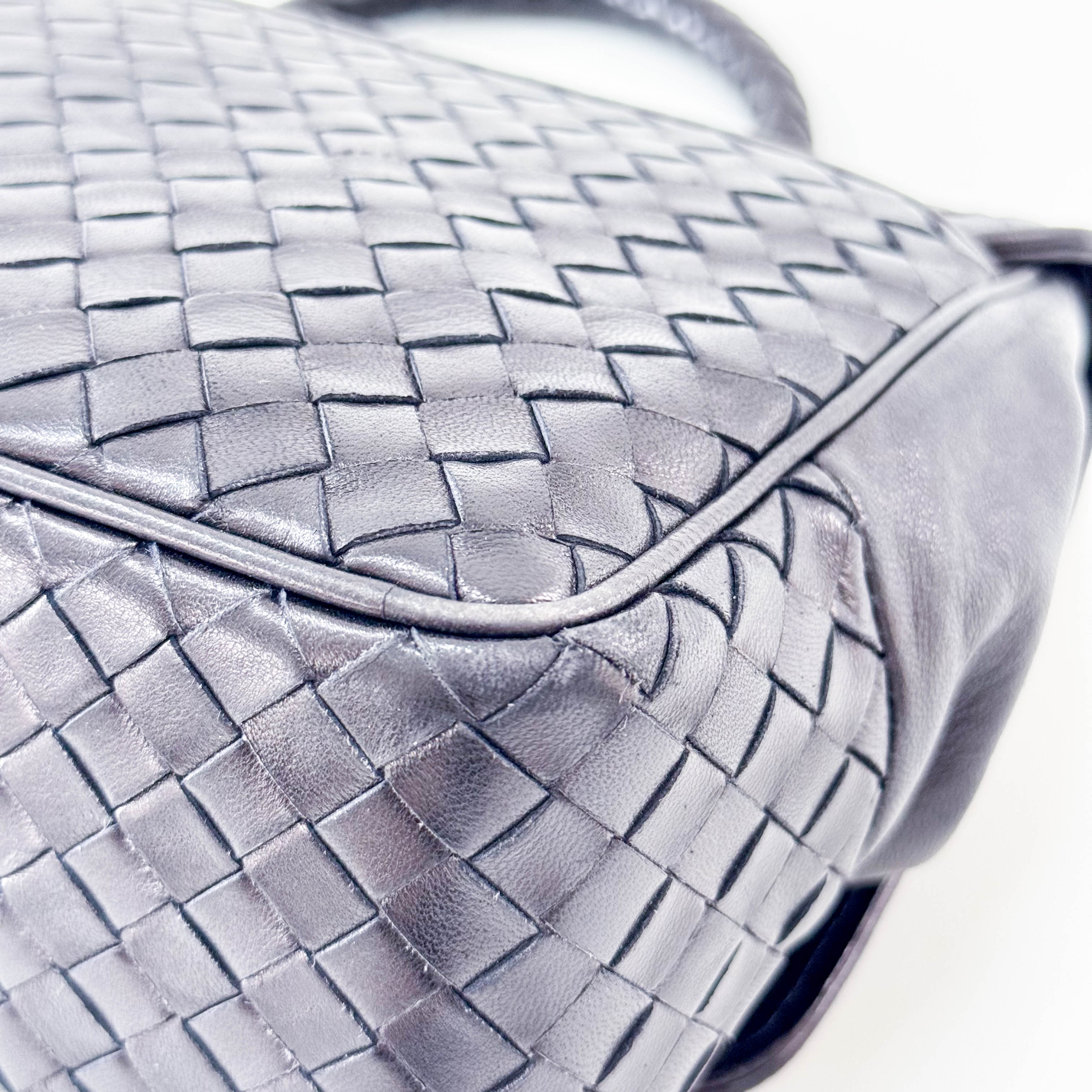 Black Intercciato Leather Handbag