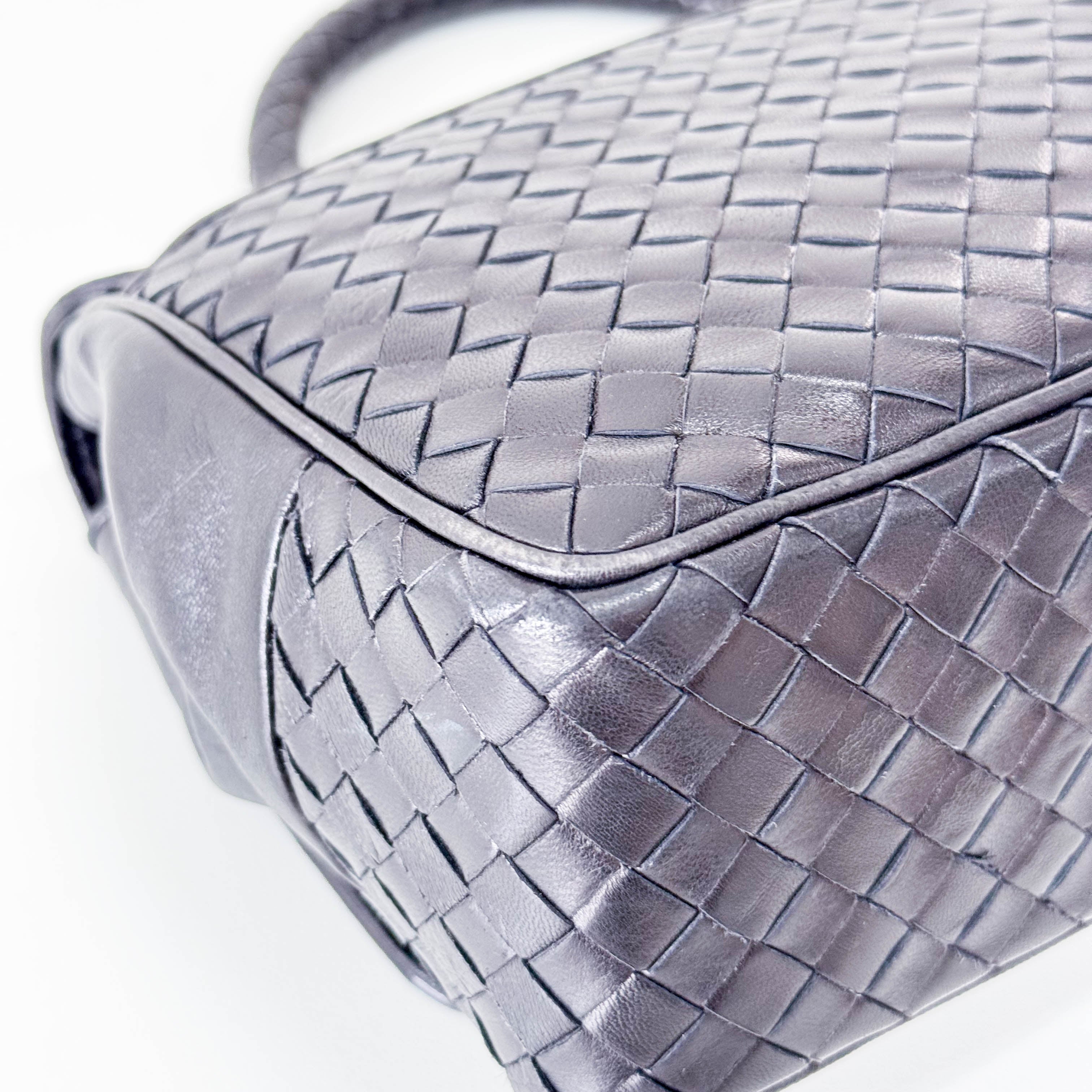 Black Intercciato Leather Handbag