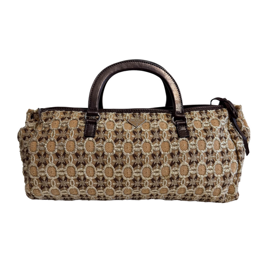 Bow Cloquet Gold Embroidered Handle Bag