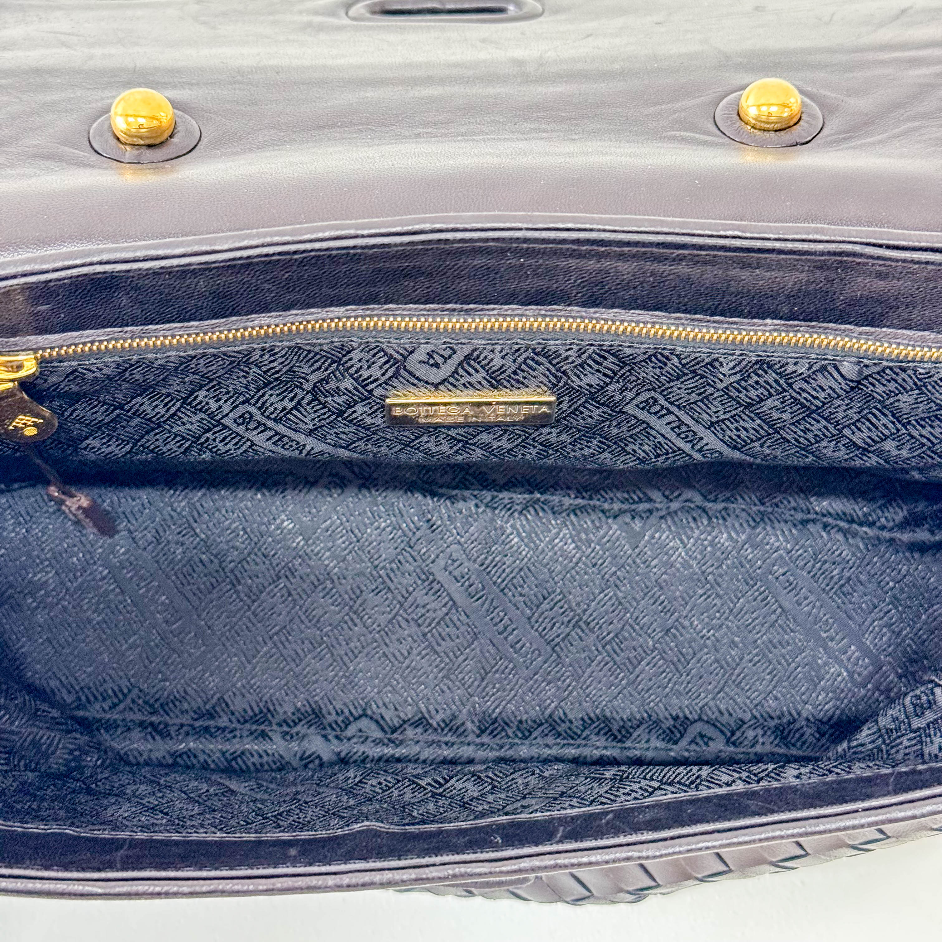 Black Intercciato Leather Handbag