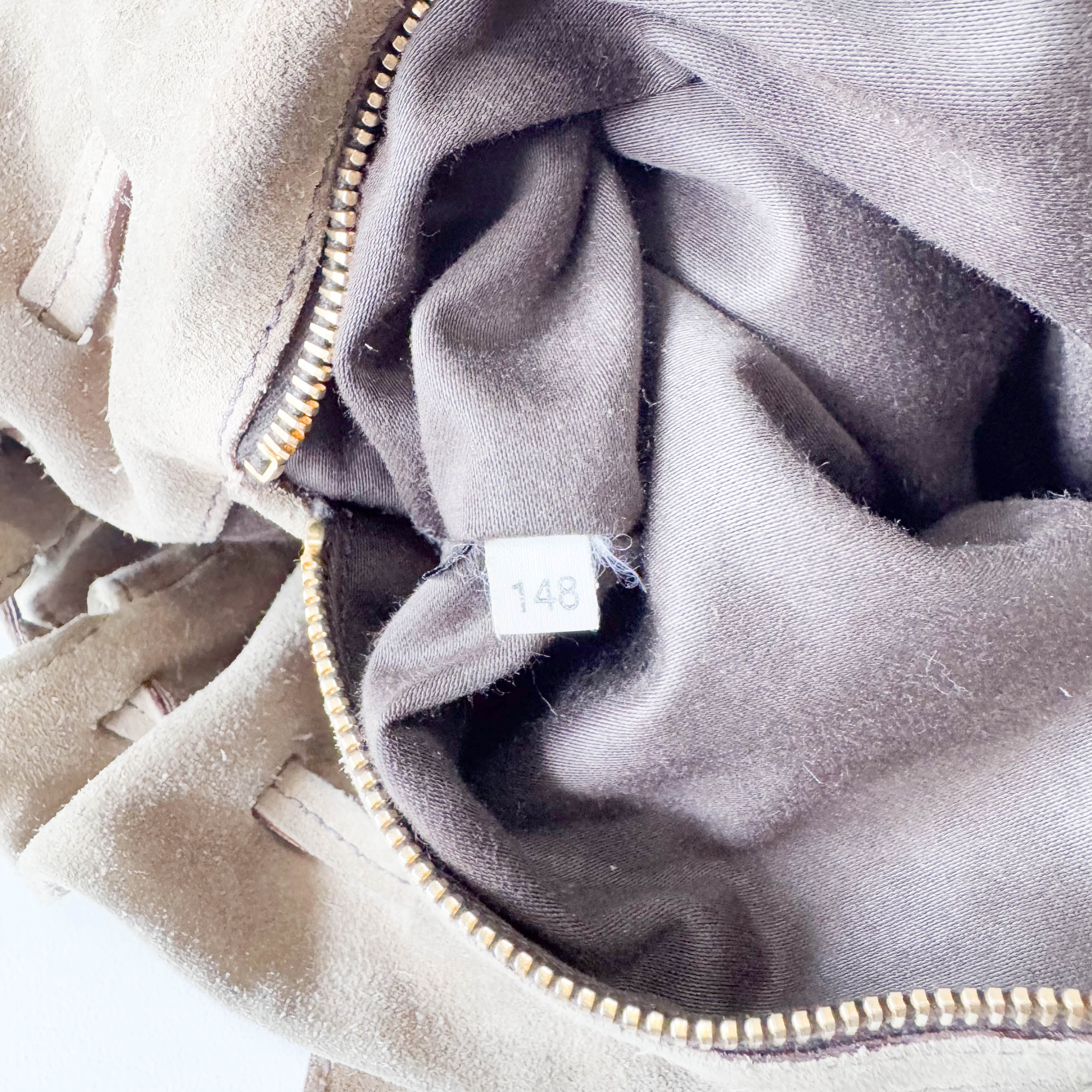 Khaki Suede Shoulder Bag