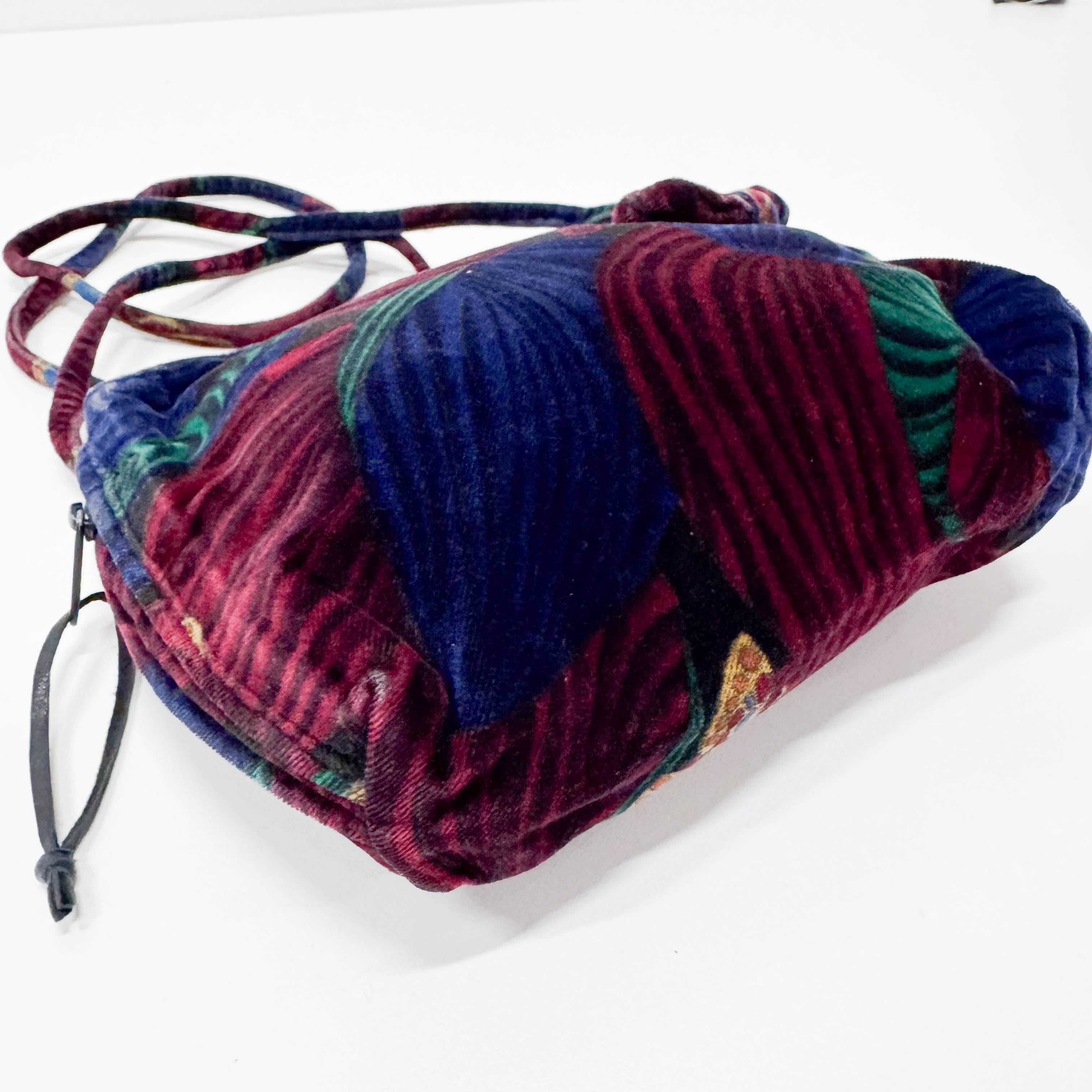 Multi-colour Velvet Crossbody Bag