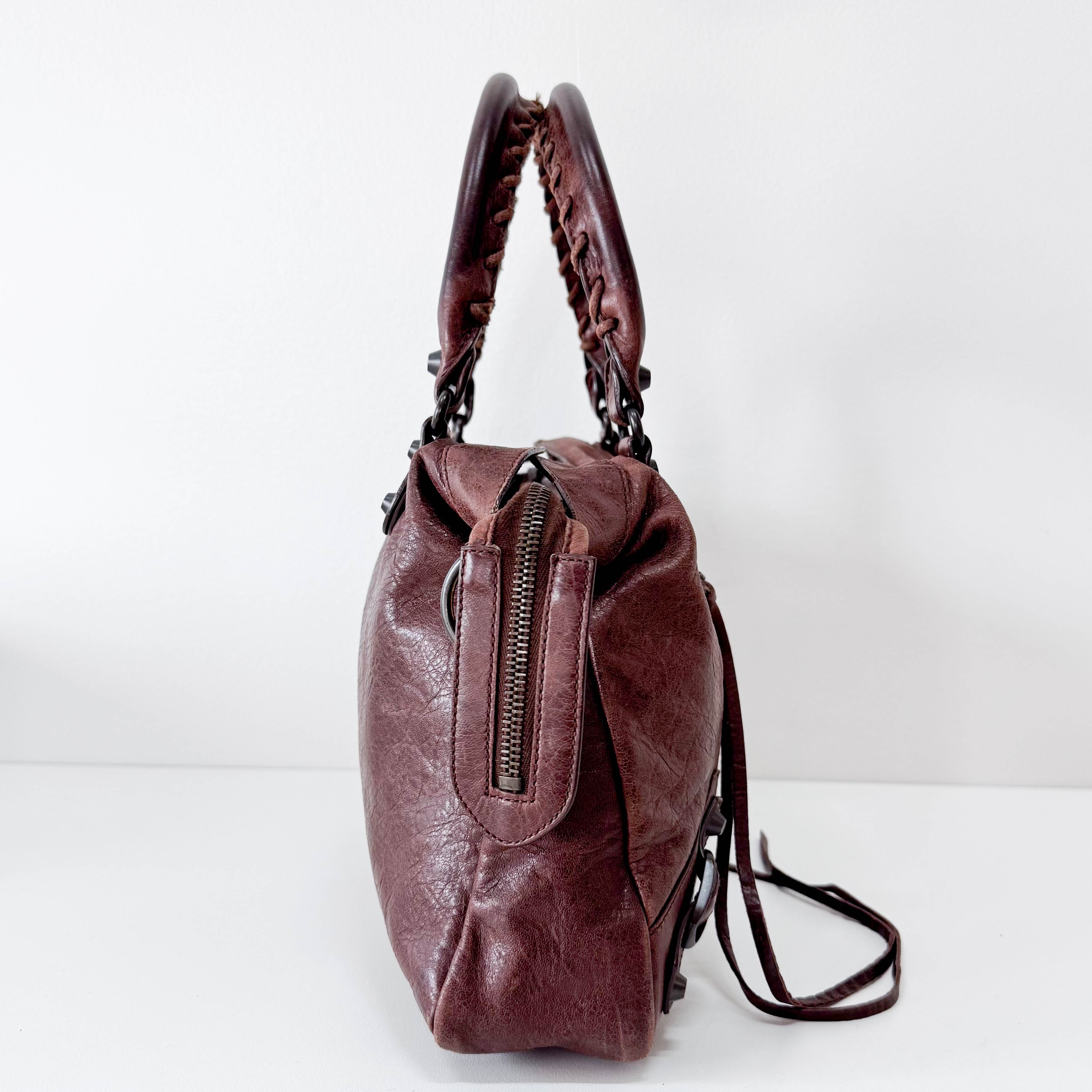 The First Brown Leather Handle Bag