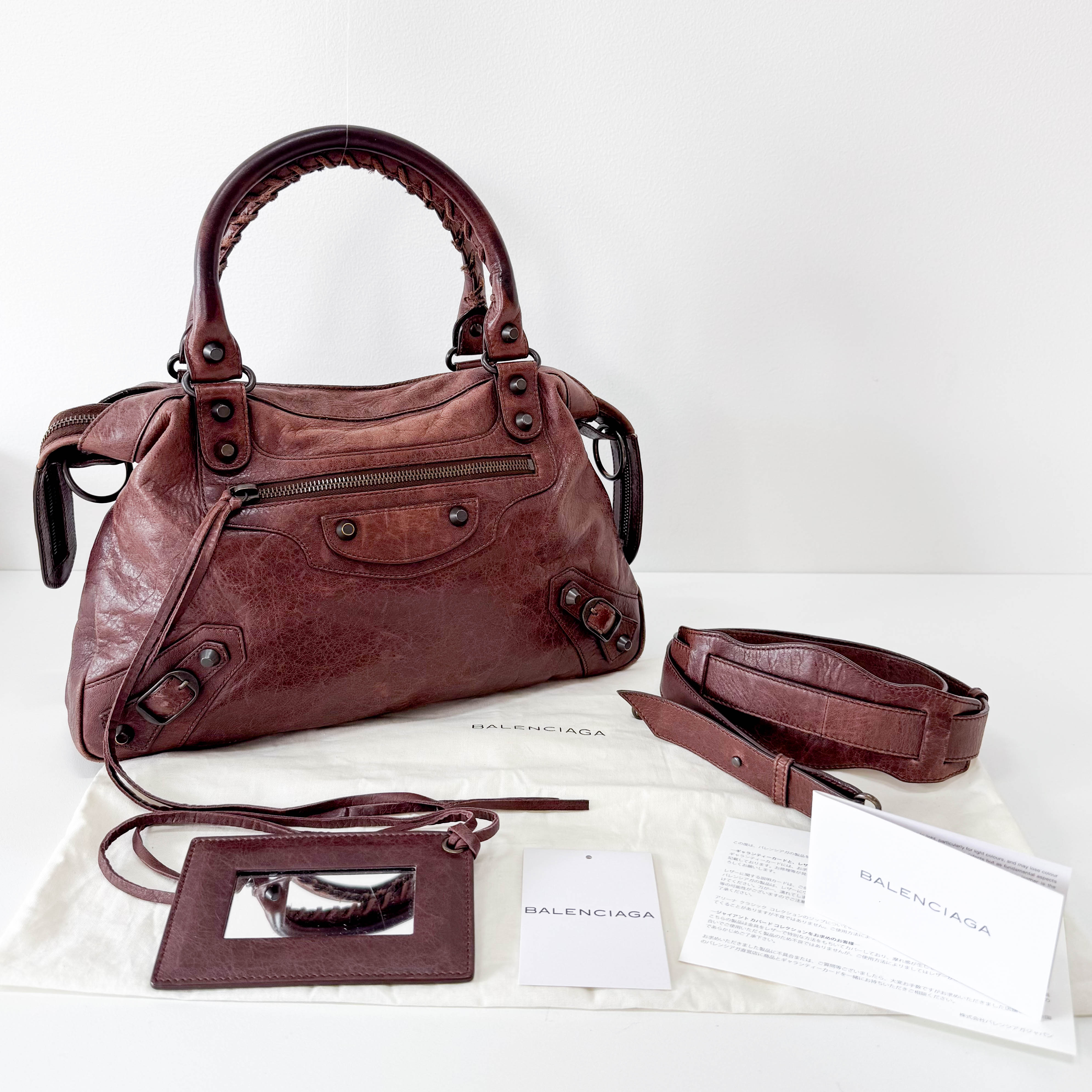 The First Brown Leather Handle Bag