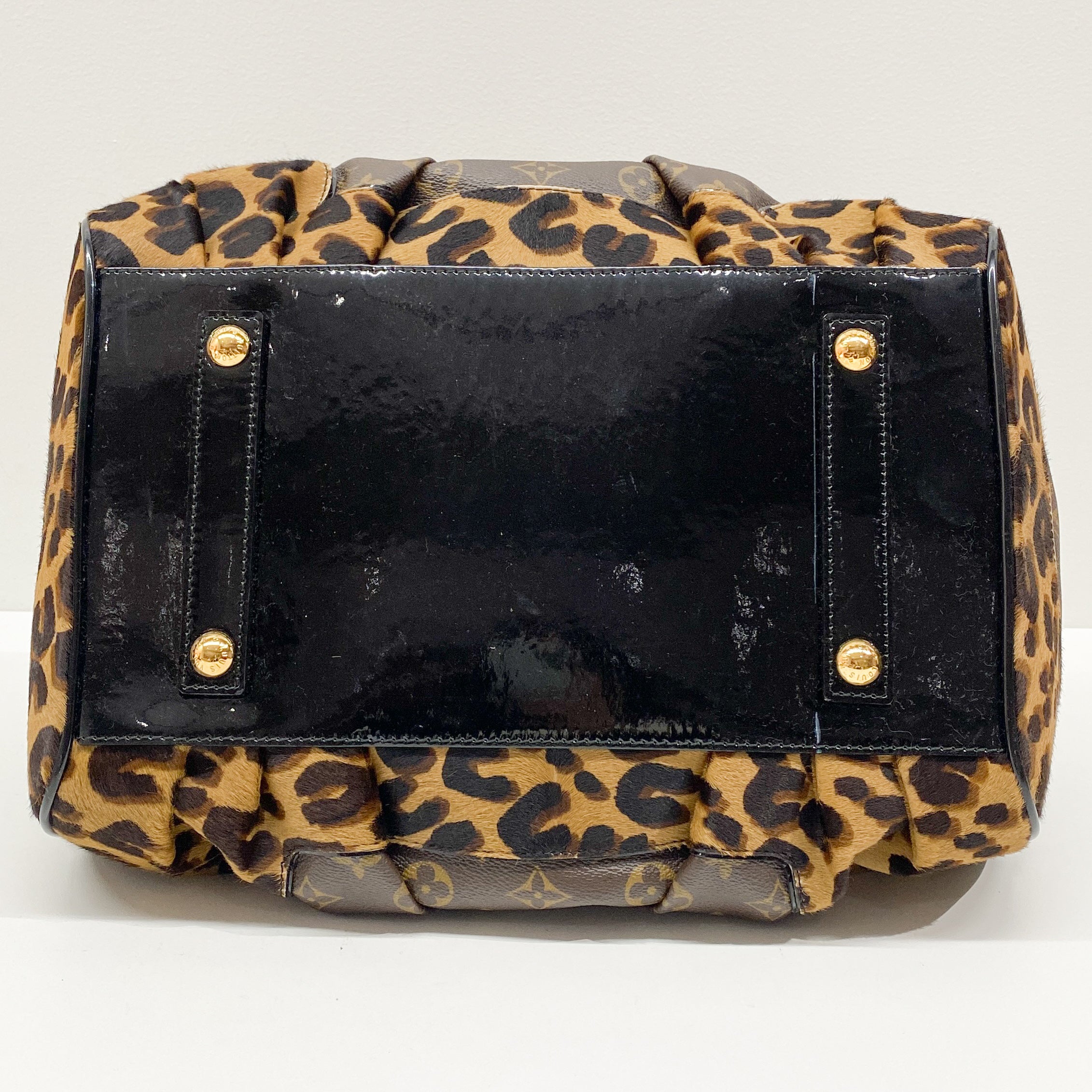 Monogram Brown Coated Canvas Leopard Print Pony Hair Two Way Bag