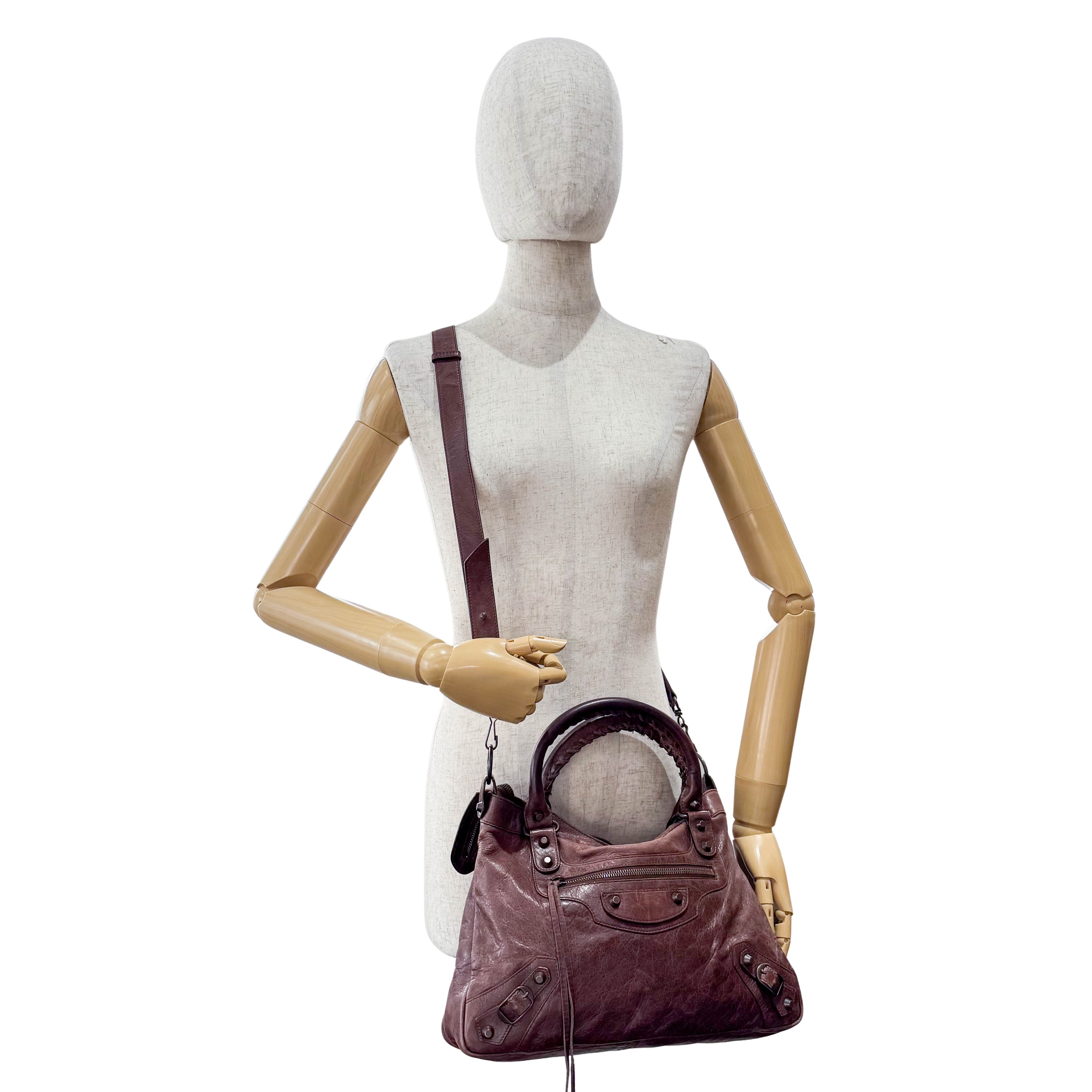 The First Brown Leather Handle Bag