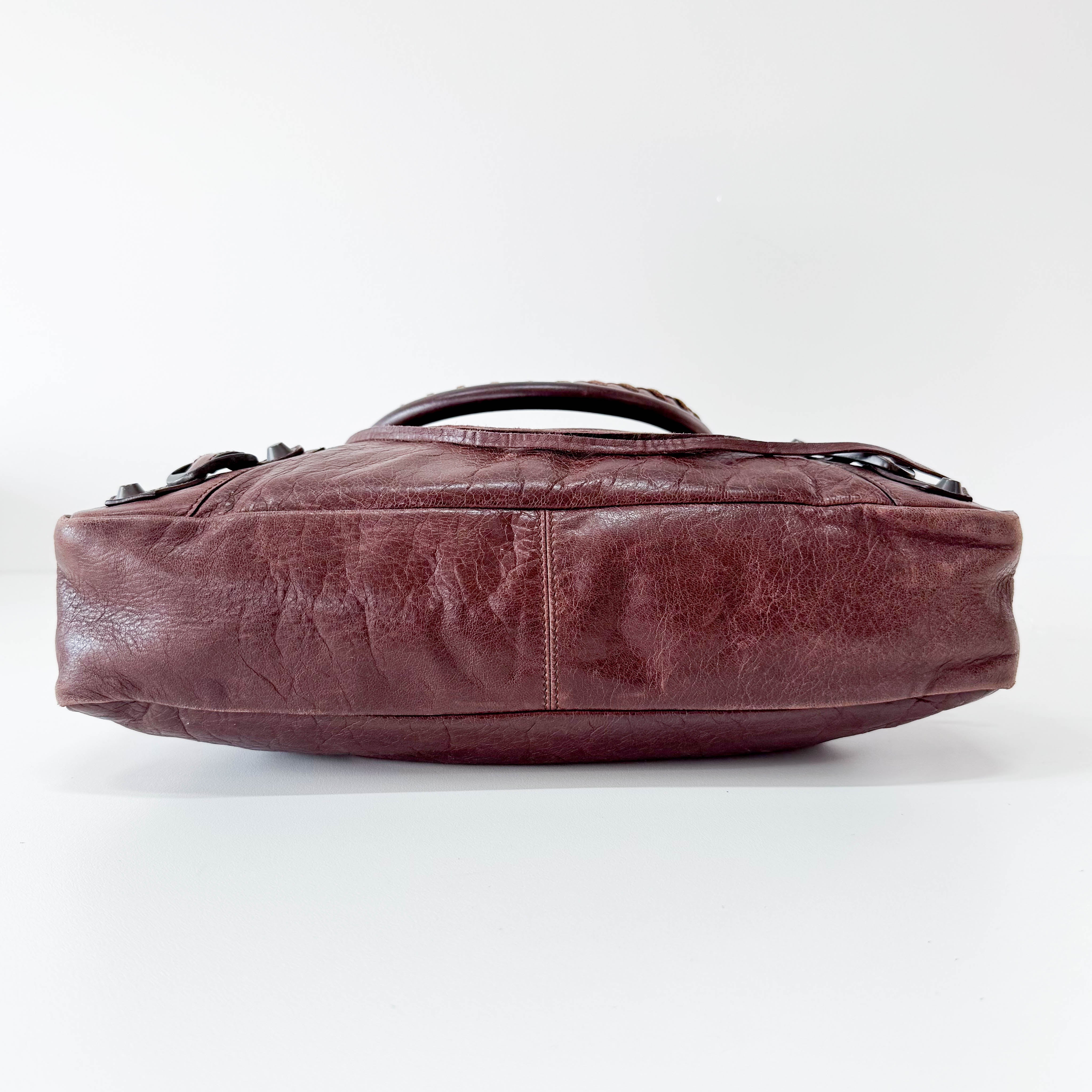The First Brown Leather Handle Bag