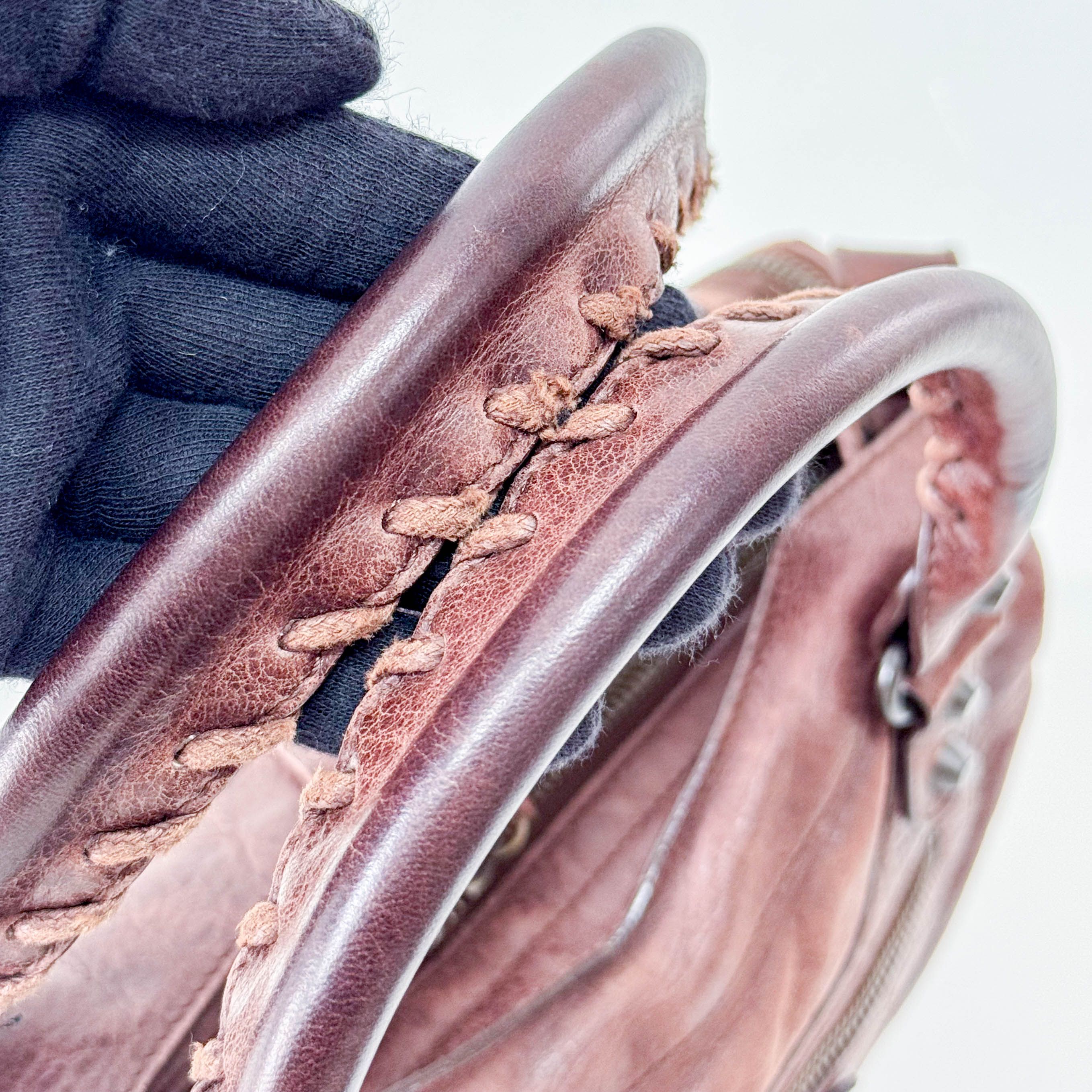 The First Brown Leather Handle Bag