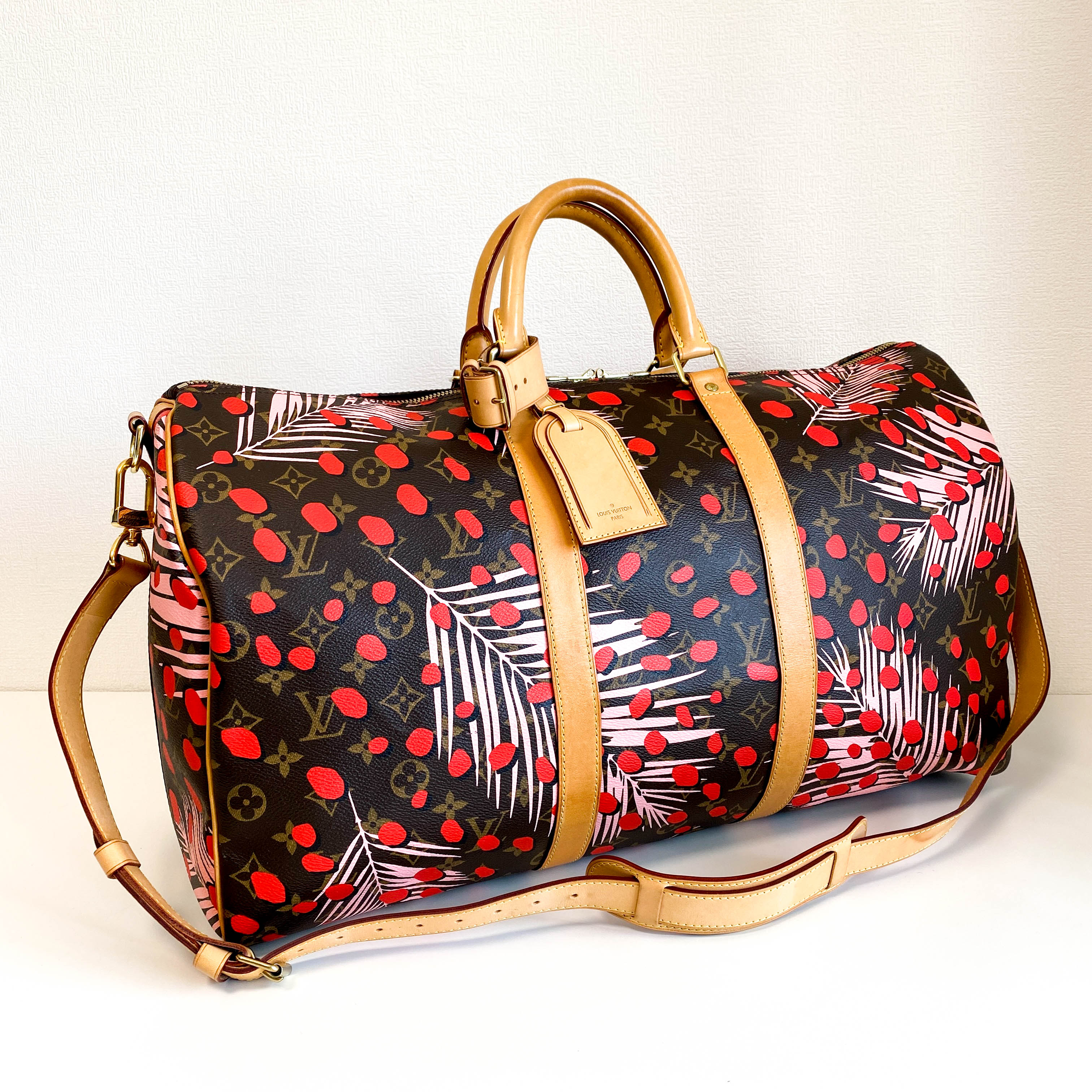 Monogram Jungle Dots Keepall Bandoulière 50 Sugar Pink Poppy