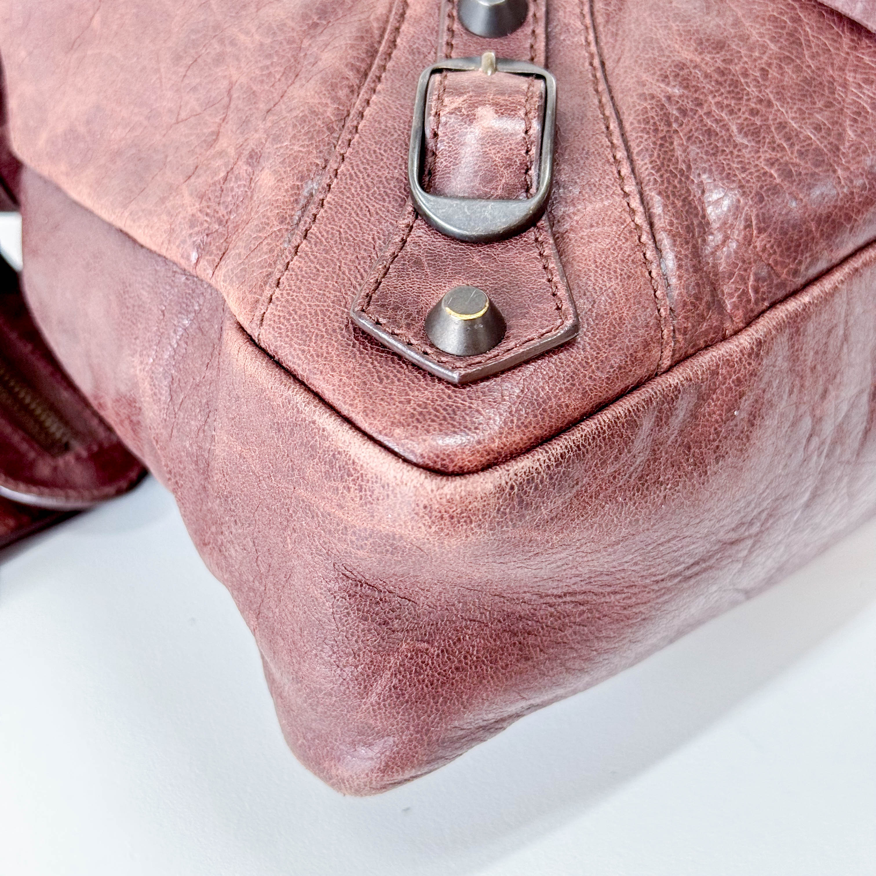 The First Brown Leather Handle Bag