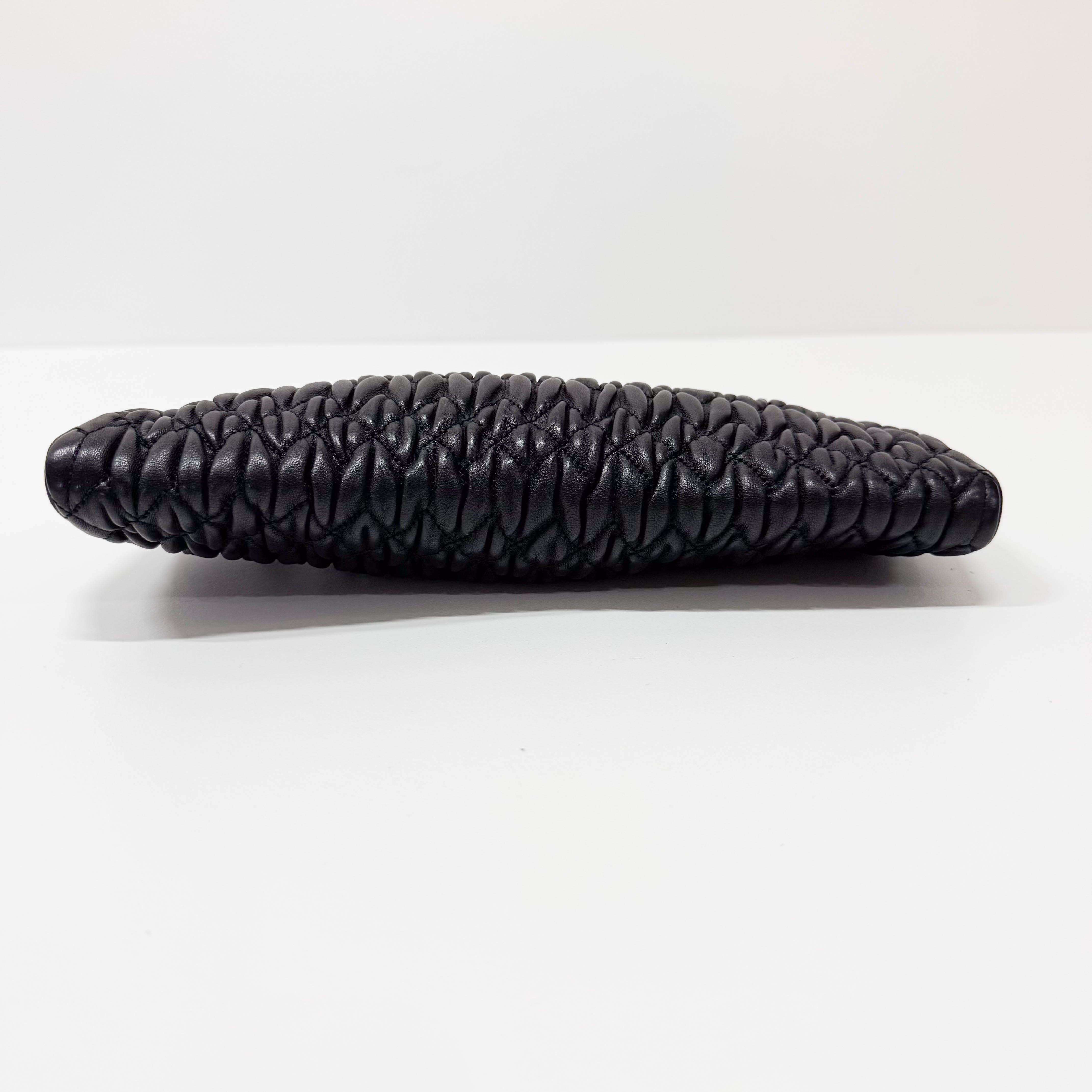 Matelassé Black Leather Clutch Bag
