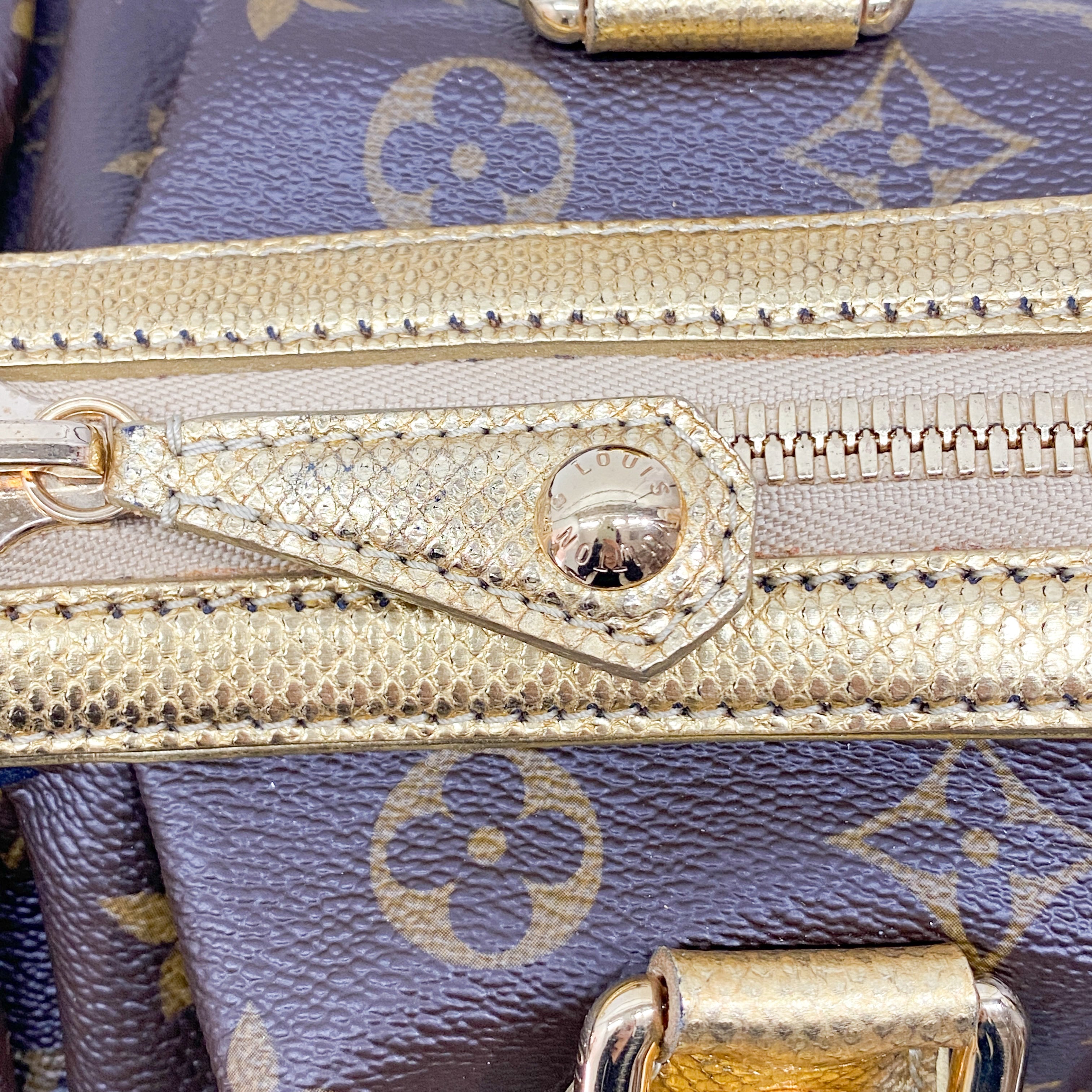 Monogram Brown Coated Canvas Leopard Print Pony Hair Two Way Bag