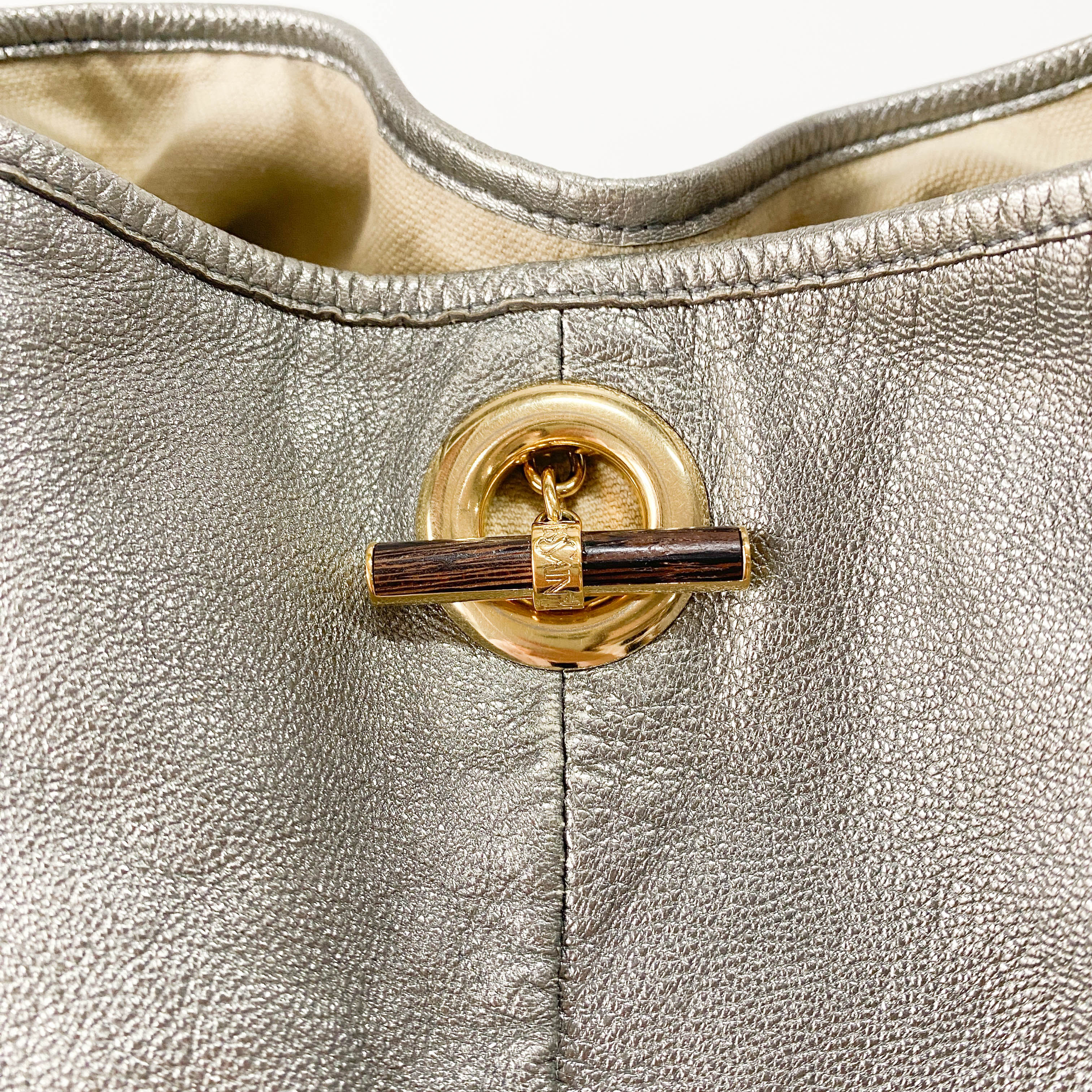 Silver Leather Tote Bag