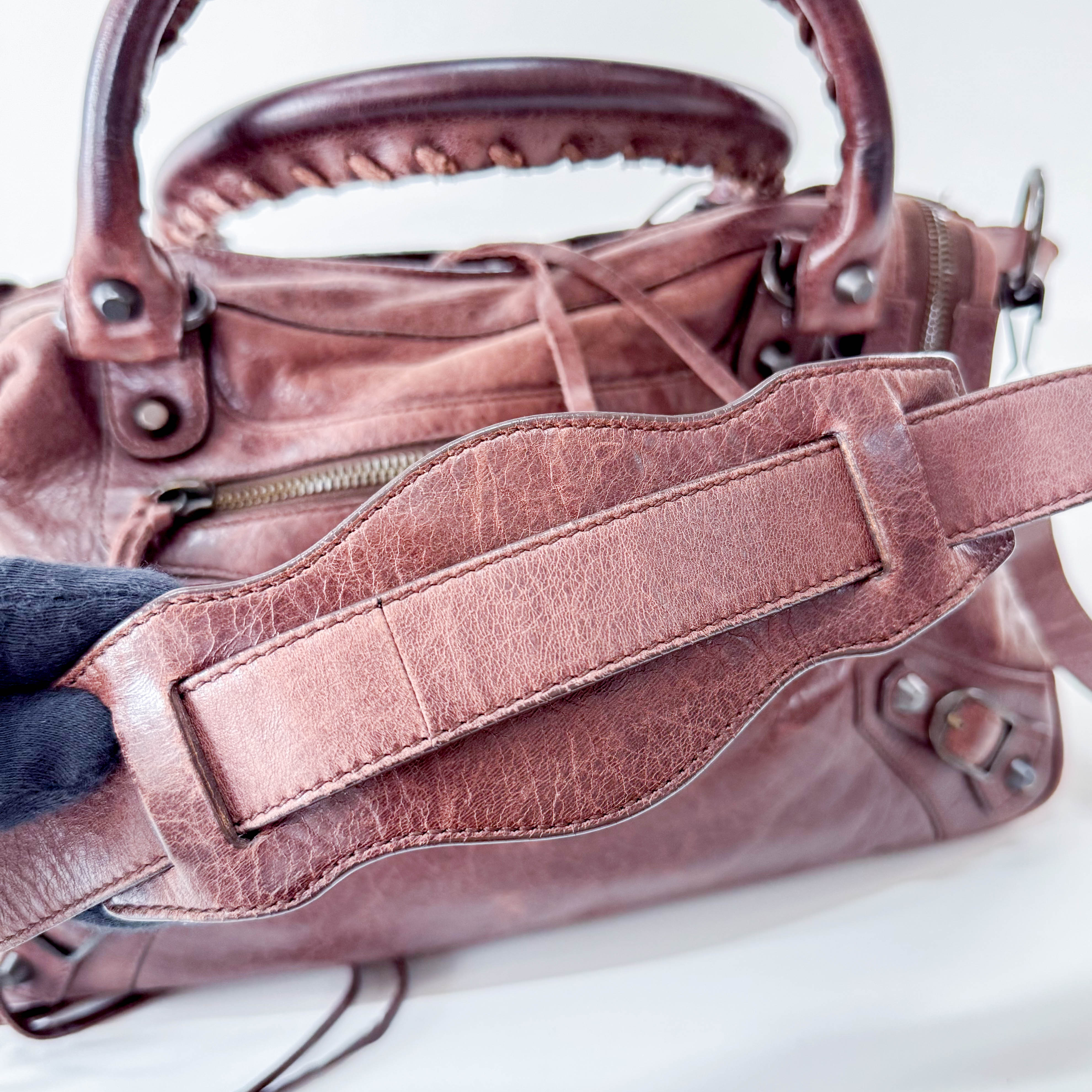 The First Brown Leather Handle Bag