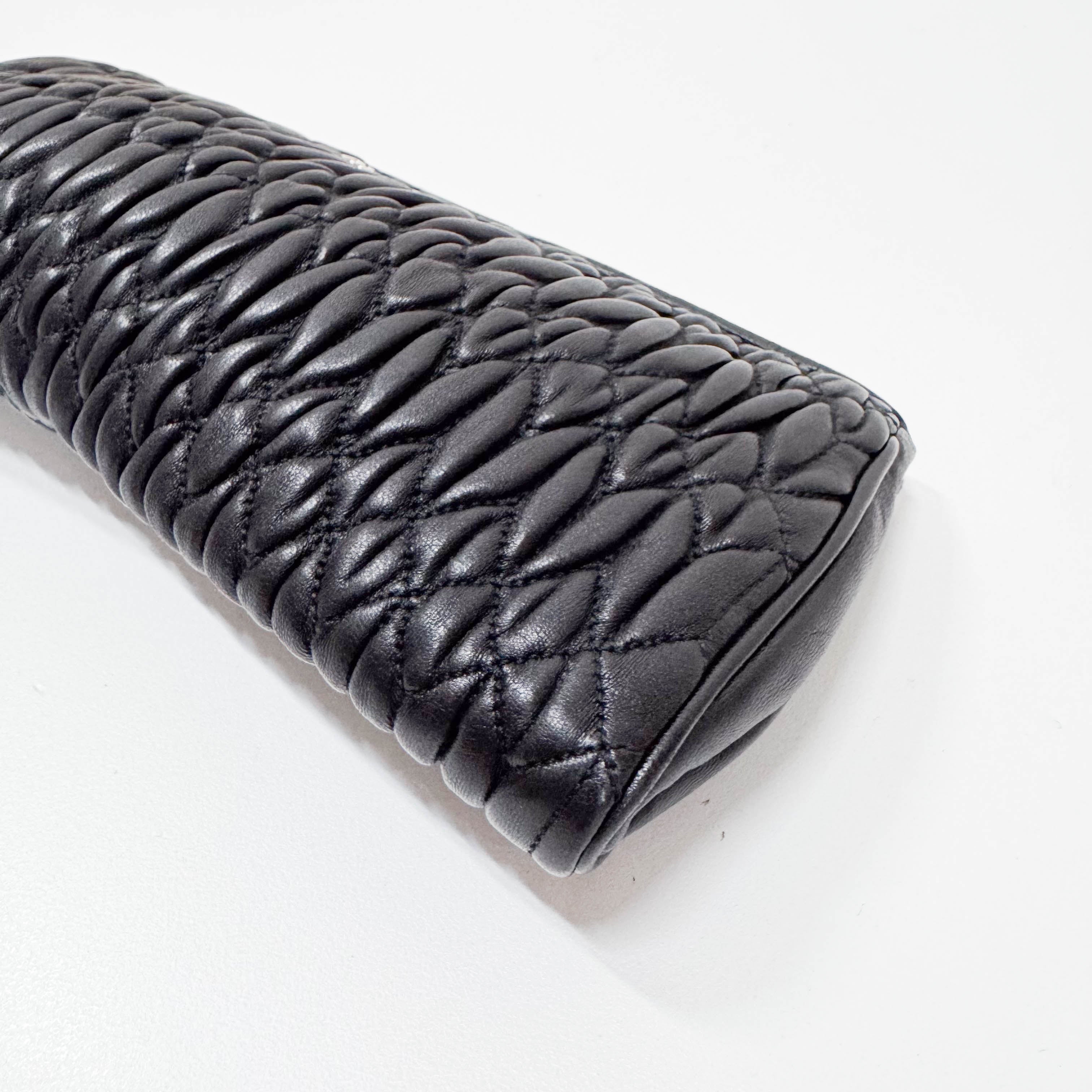 Matelassé Black Leather Clutch Bag