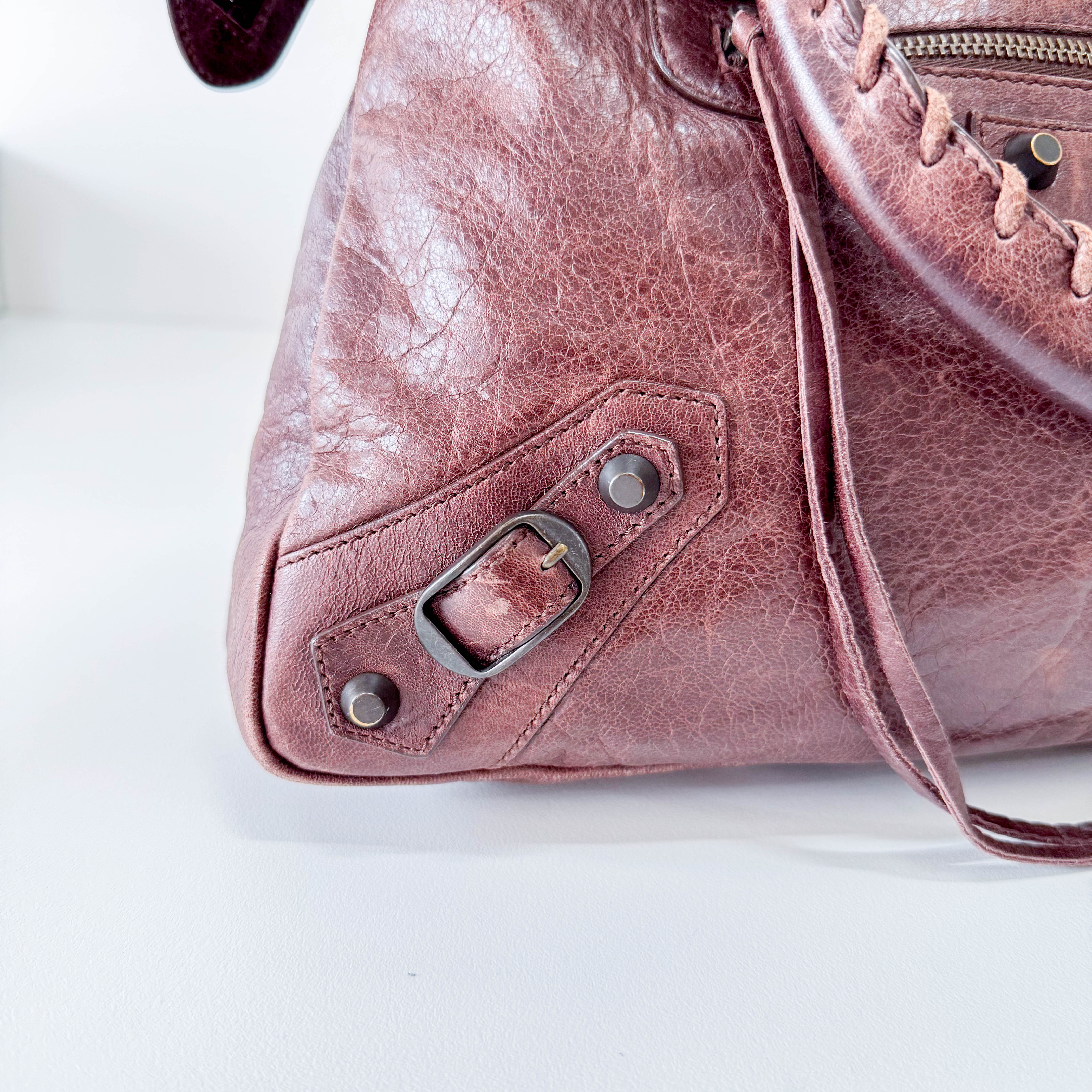 The First Brown Leather Handle Bag