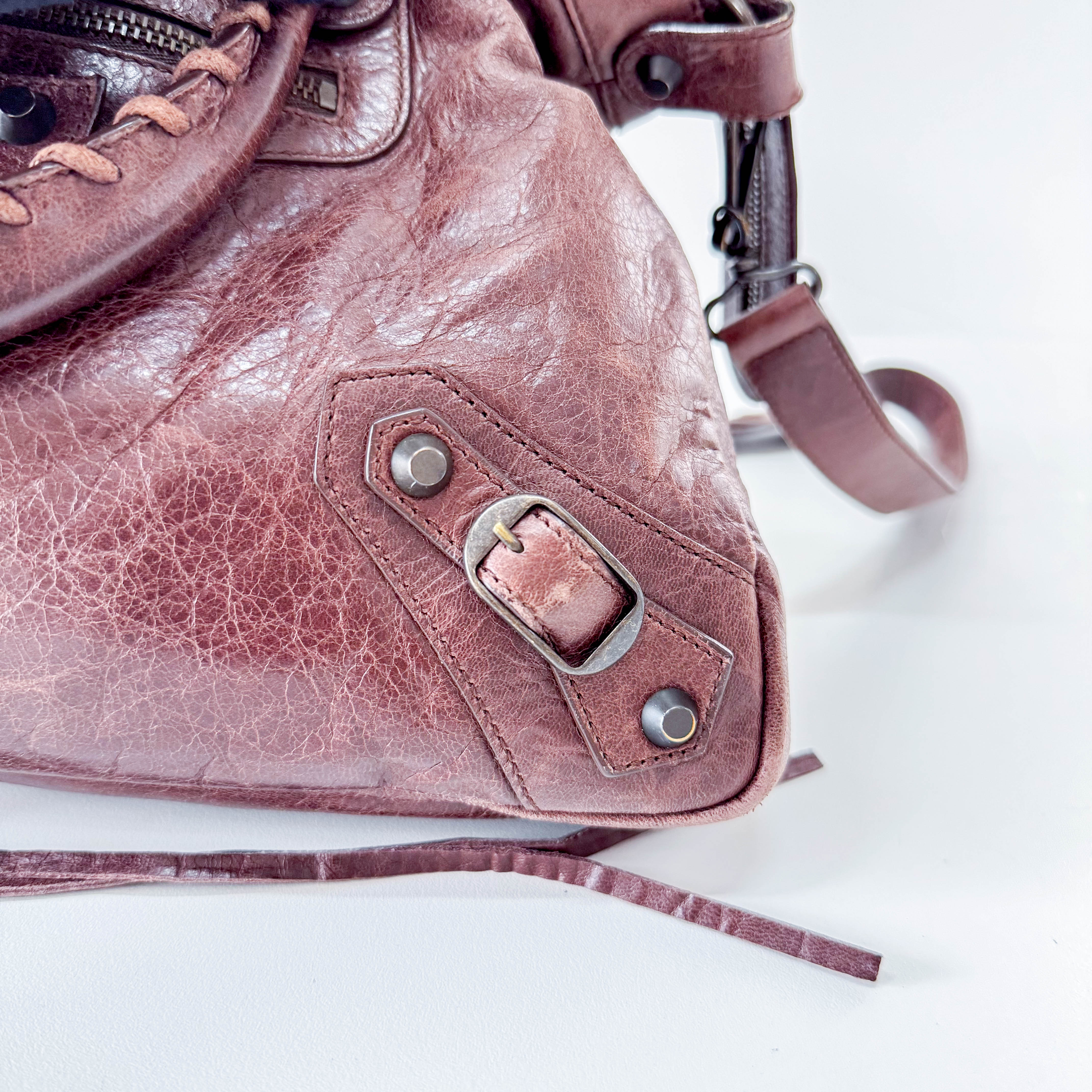 The First Brown Leather Handle Bag