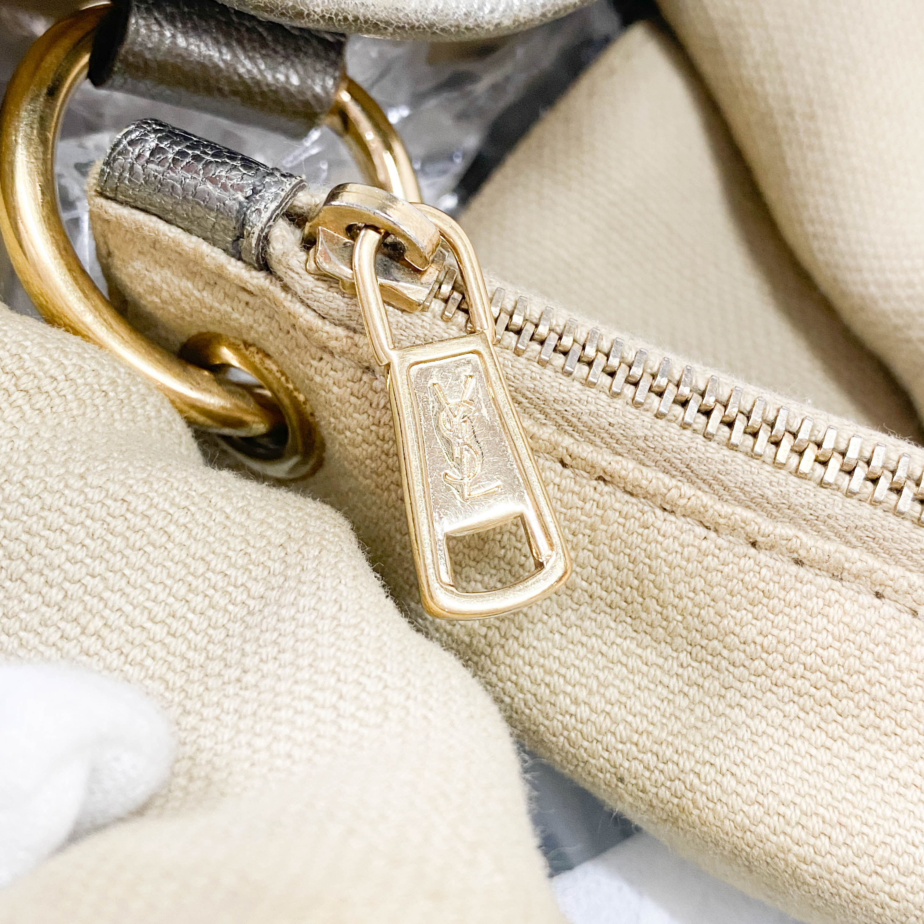 Silver Leather Tote Bag