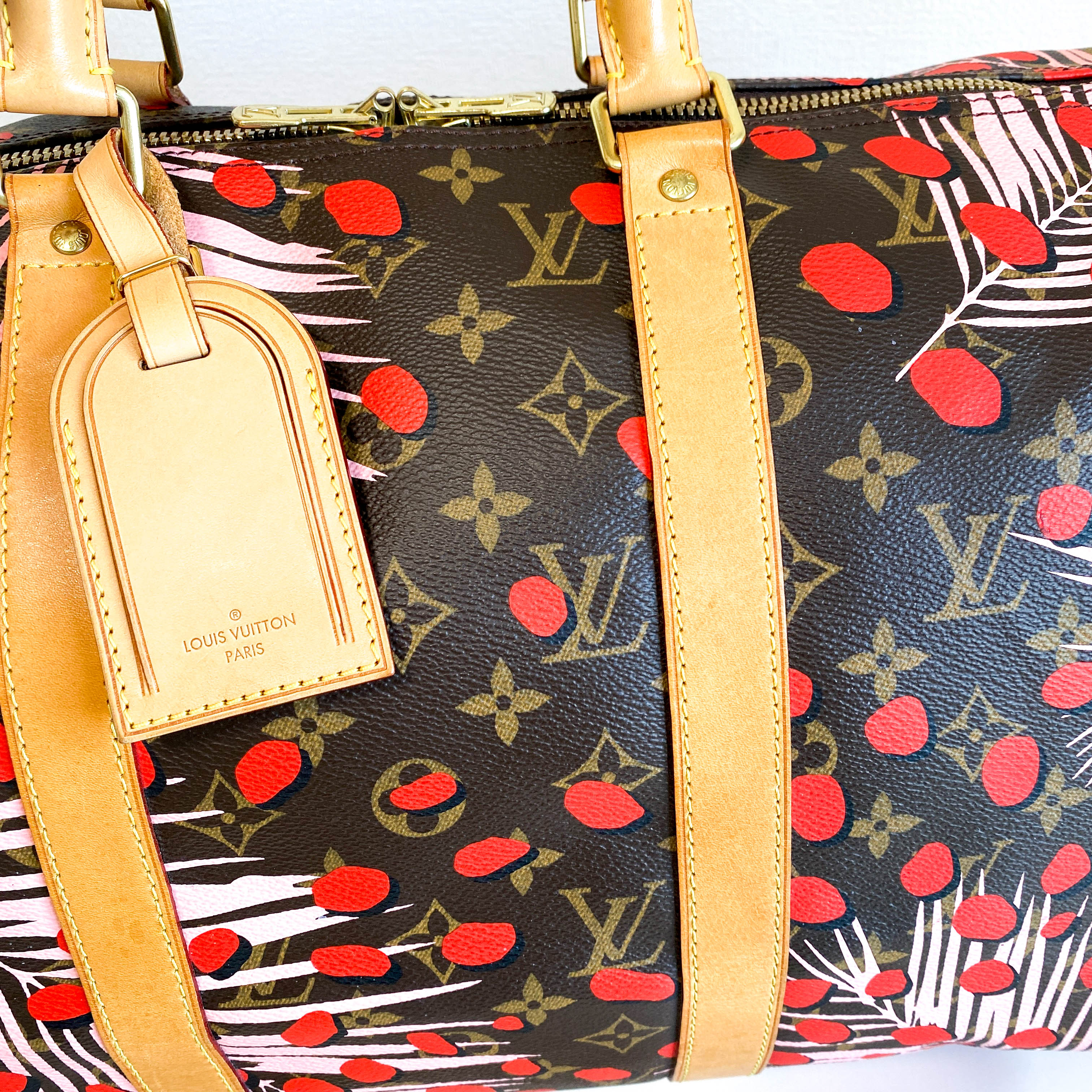 Monogram Jungle Dots Keepall Bandoulière 50 Sugar Pink Poppy