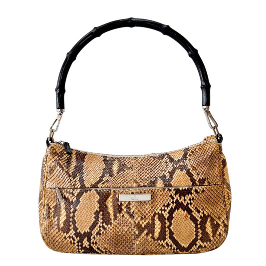 Bamboo Brown Leather Hobo Shoulder Bag