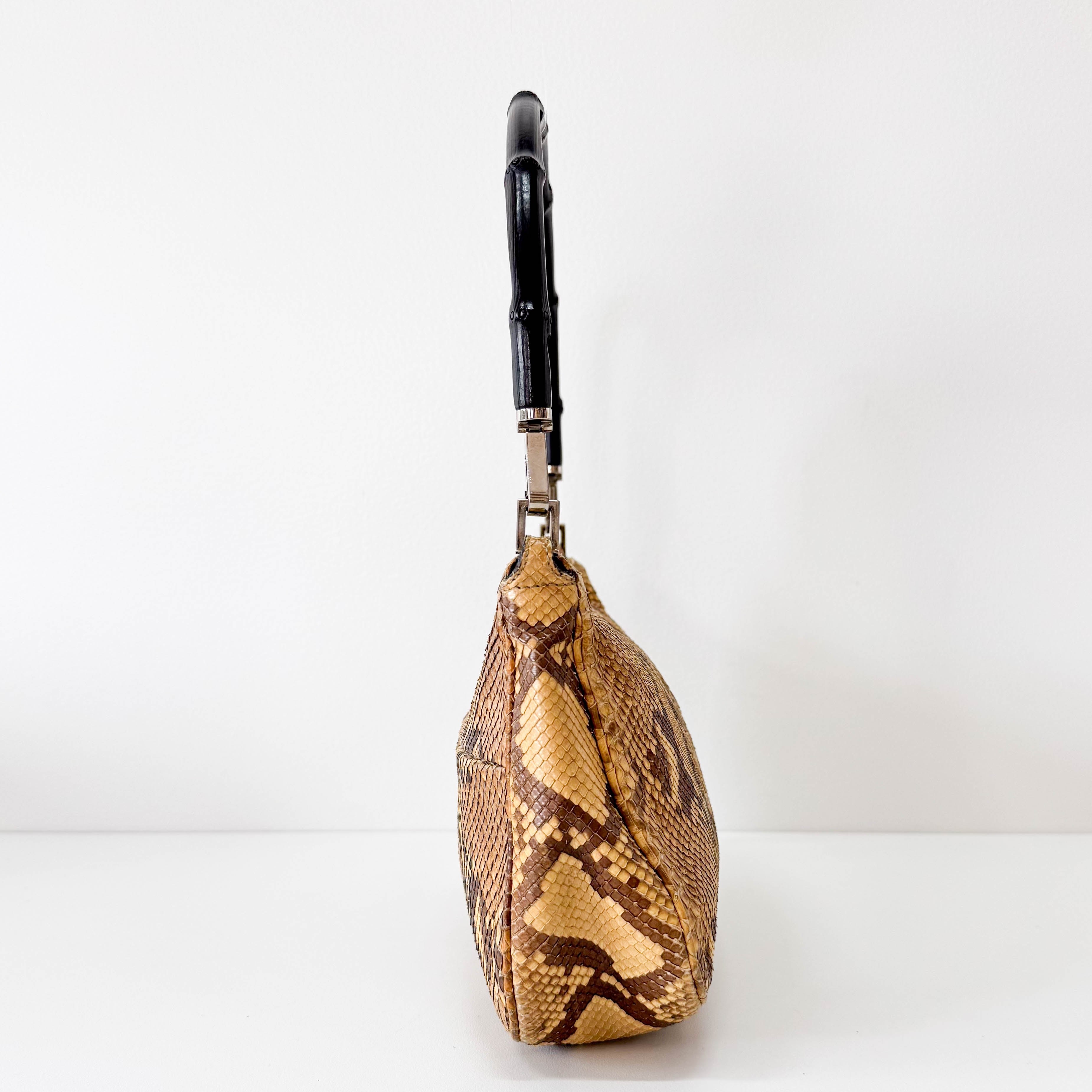 Bamboo Brown Leather Hobo Shoulder Bag